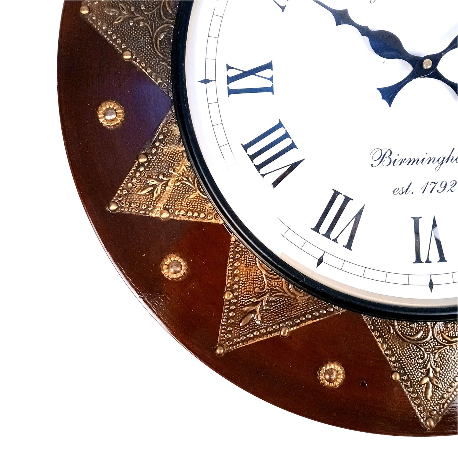 Wall Clock Wooden | Wall Mount Analogue Clock With Premium Wood Finish & Brass Work - For Home, Living Room, Bedroom, Hall Decor | Wedding & Housewarming Gift - 18 Inch - Apkamart #Style_Design 1