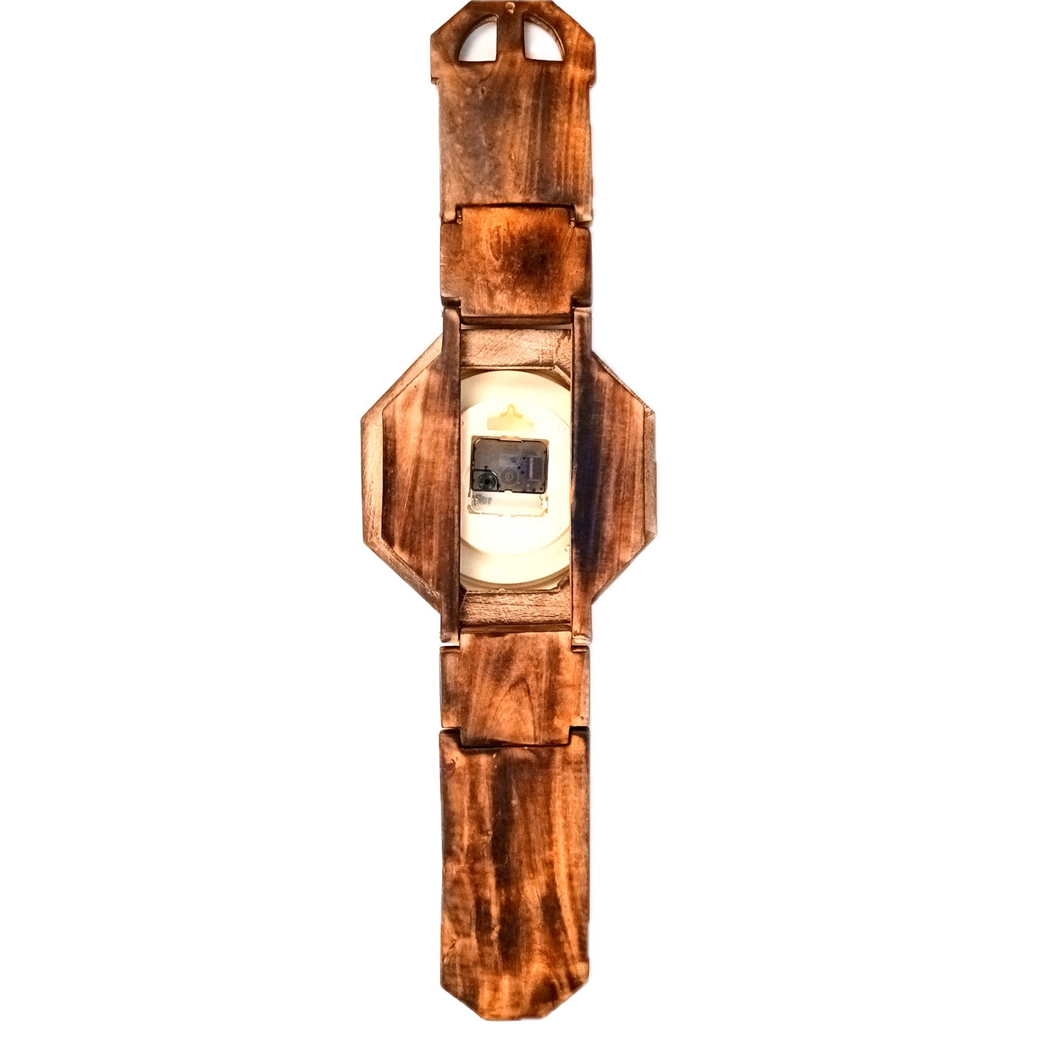 Wall Clock Wrist Design | Wall Mount Analogue Clock With Premium Wood Finish - For Home, Living Room, Bedroom, Hall Decor | Wedding & Housewarming Gift - 32 Inch - Apkamart