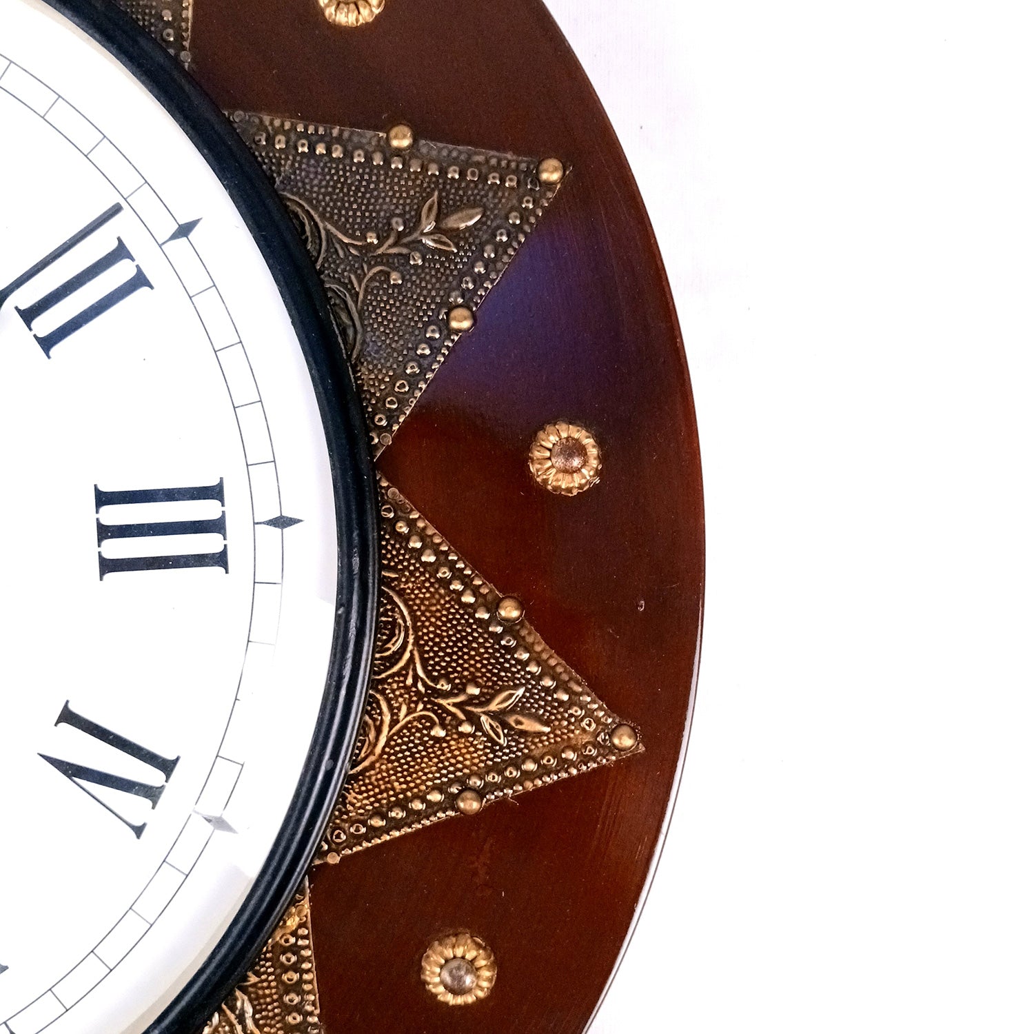 Wall Clock Wooden | Wall Mount Analogue Clock With Premium Wood Finish & Brass Work - For Home, Living Room, Bedroom, Hall Decor | Wedding & Housewarming Gift - 18 Inch - Apkamart #Style_Design 1