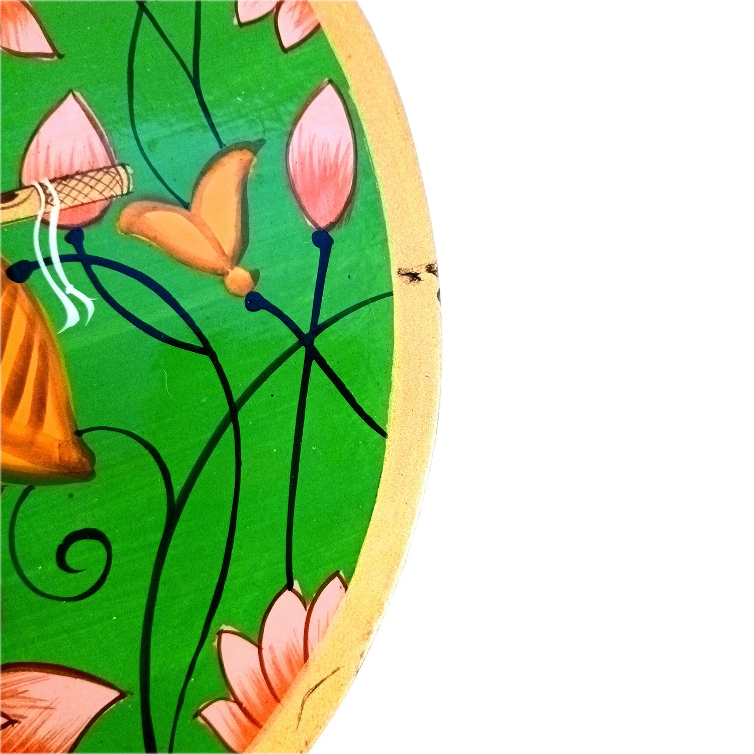 Wall Plate | Wooden Wall Hanging Plates - Lotus Design With Krishna Bansuri - For Home Decor, Living Room, Bedroom | Gift for Wedding, Housewarming - 10 Inch - Apkamart #Colour_Green