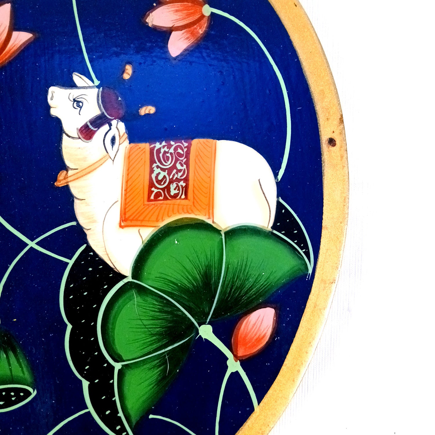 Wall Plate | Wooden Wall Hanging Plates - Pichwai Cow Wall Art - For Home Decor, Living Room, Bedroom, Office | Gift for Wedding, Housewarming, Festivals - 10 Inch - Apkamart #Colour_Blue