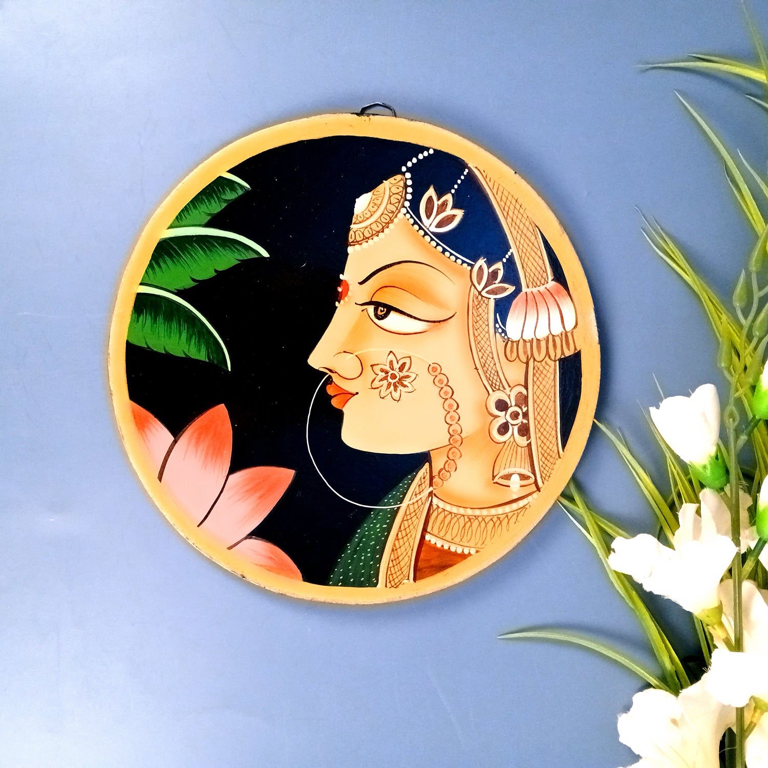 Wall Plate | Wooden Wall Hanging Plates - Bani Thani Lady Wall Art - For Home Decor, Living Room, Bedroom, Office | Gift for Wedding, Housewarming, Festivals - 10 Inch - Apkamart #Colour_Black