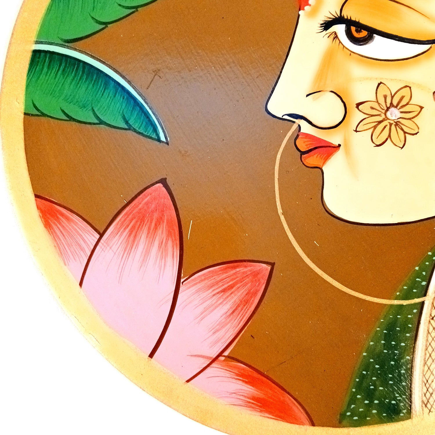 Wall Plate | Wooden Wall Hanging Plates - Bani Thani Lady Wall Art - For Home Decor, Living Room, Bedroom, Office | Gift for Wedding, Housewarming, Festivals - 10 Inch - Apkamart #Colour_Brown