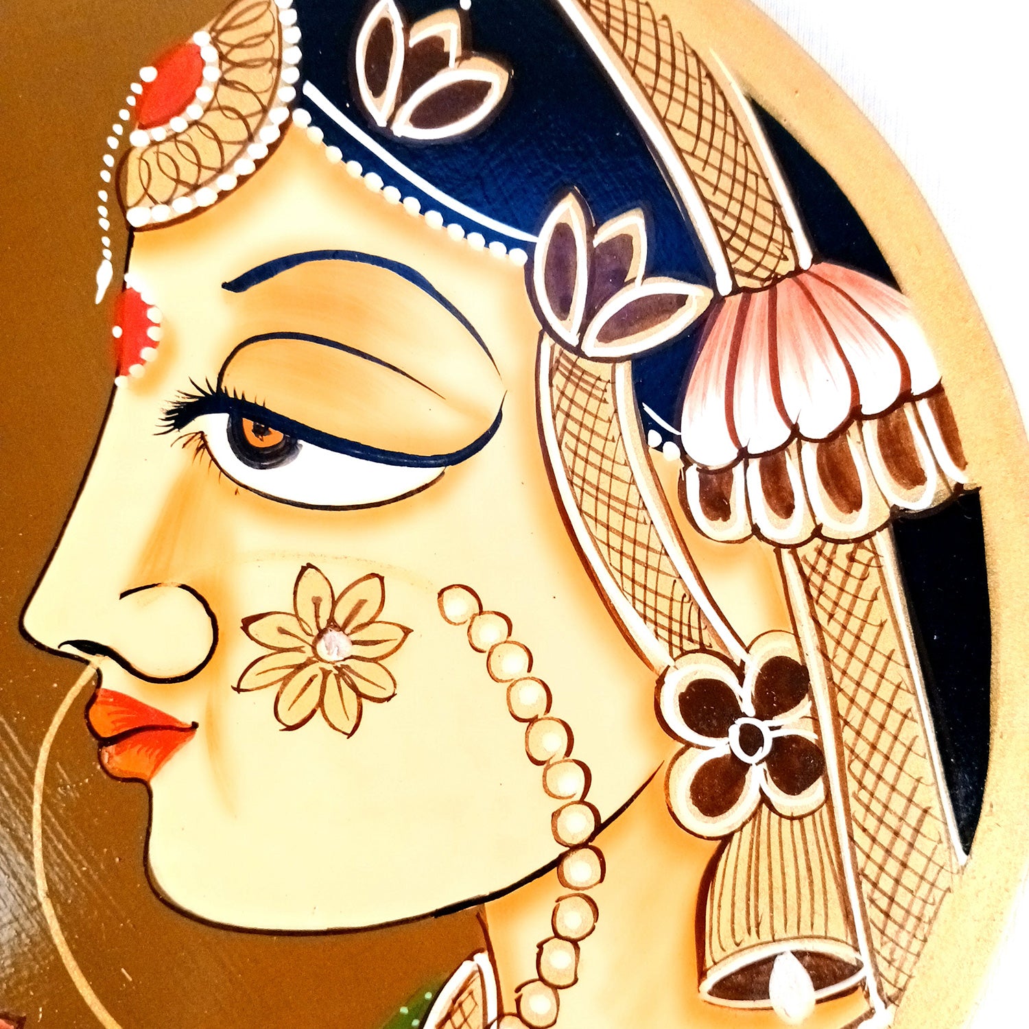 Wall Plate | Wooden Wall Hanging Plates - Bani Thani Lady Wall Art - For Home Decor, Living Room, Bedroom, Office | Gift for Wedding, Housewarming, Festivals - 10 Inch - Apkamart #Colour_Brown