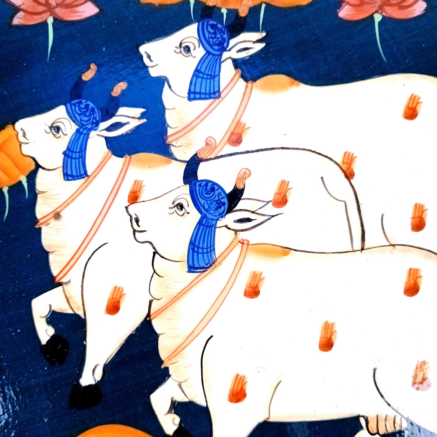 Wall Plate | Wooden Wall Hanging Plates - Pichwai Cow Wall Art - For Home Decor, Living Room, Bedroom | Gift for Wedding, Housewarming, Festivals - 10 Inch - Apkamart #Colour_Blue