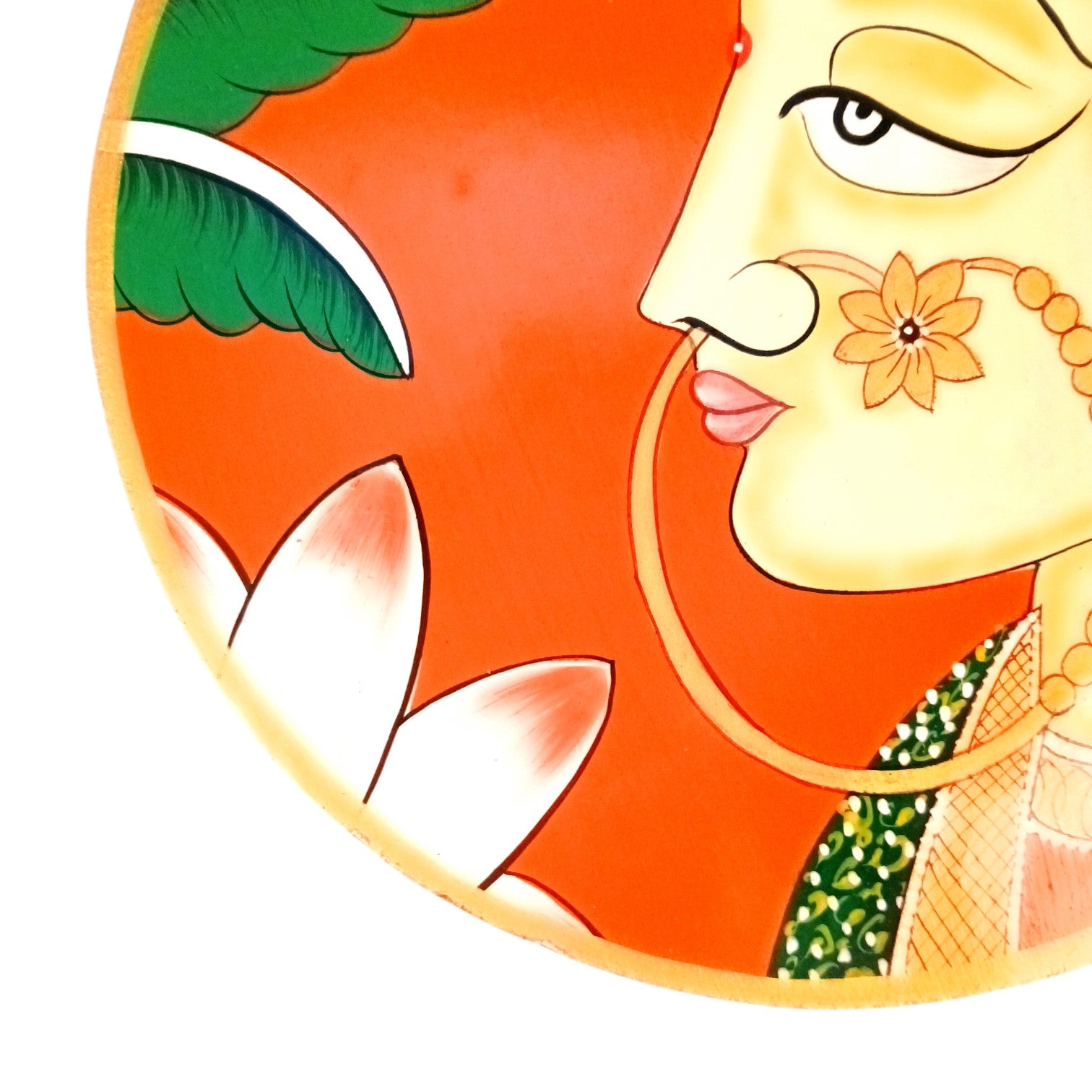 Wooden Wall Plate Wall Hanging – Decorative Plate with Lady Face Design | Handcrafted Wooden Wall Art for Home Decor, Living Room & Gifting - 10 Inch - Apkamart