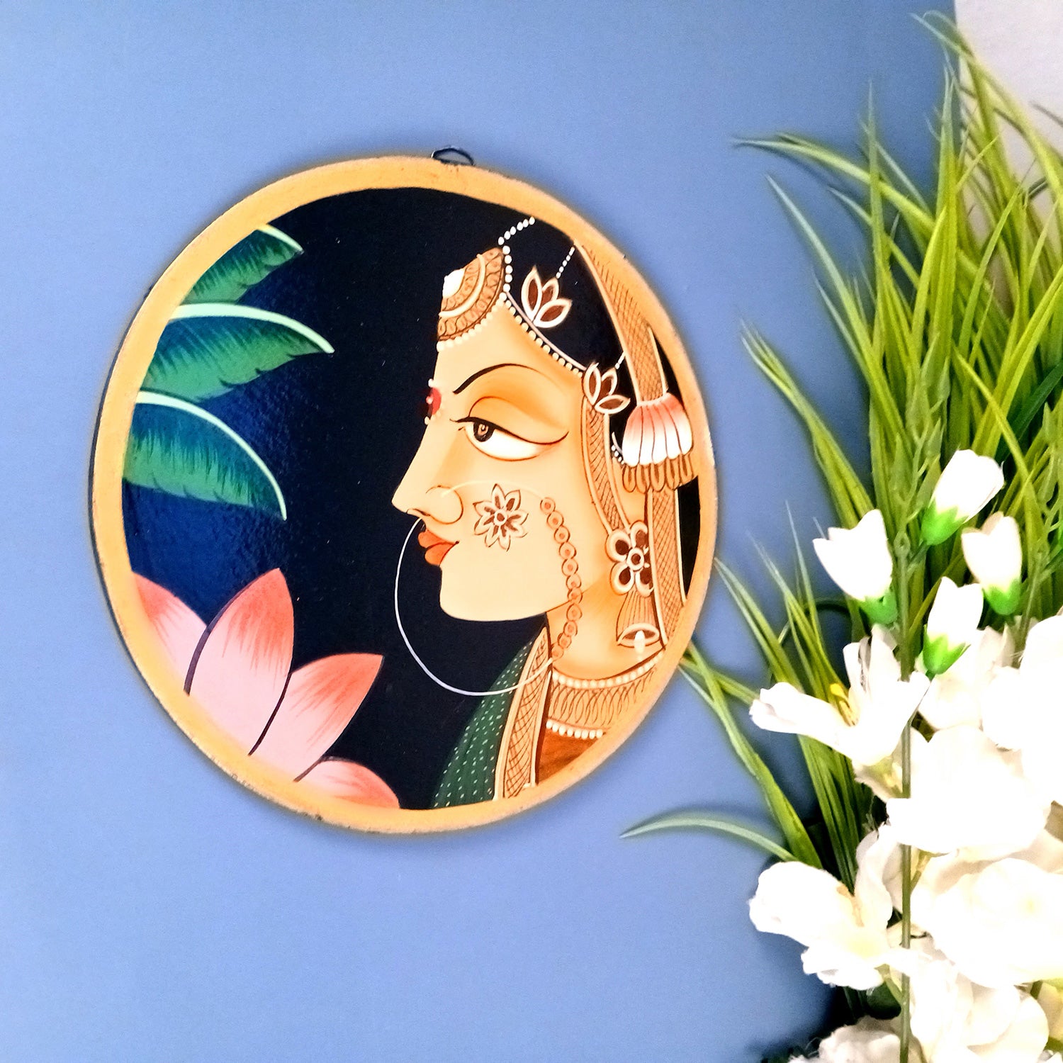 Wall Plate | Wooden Wall Hanging Plates - Bani Thani Lady Wall Art - For Home Decor, Living Room, Bedroom, Office | Gift for Wedding, Housewarming, Festivals - 10 Inch - Apkamart #Colour_Black