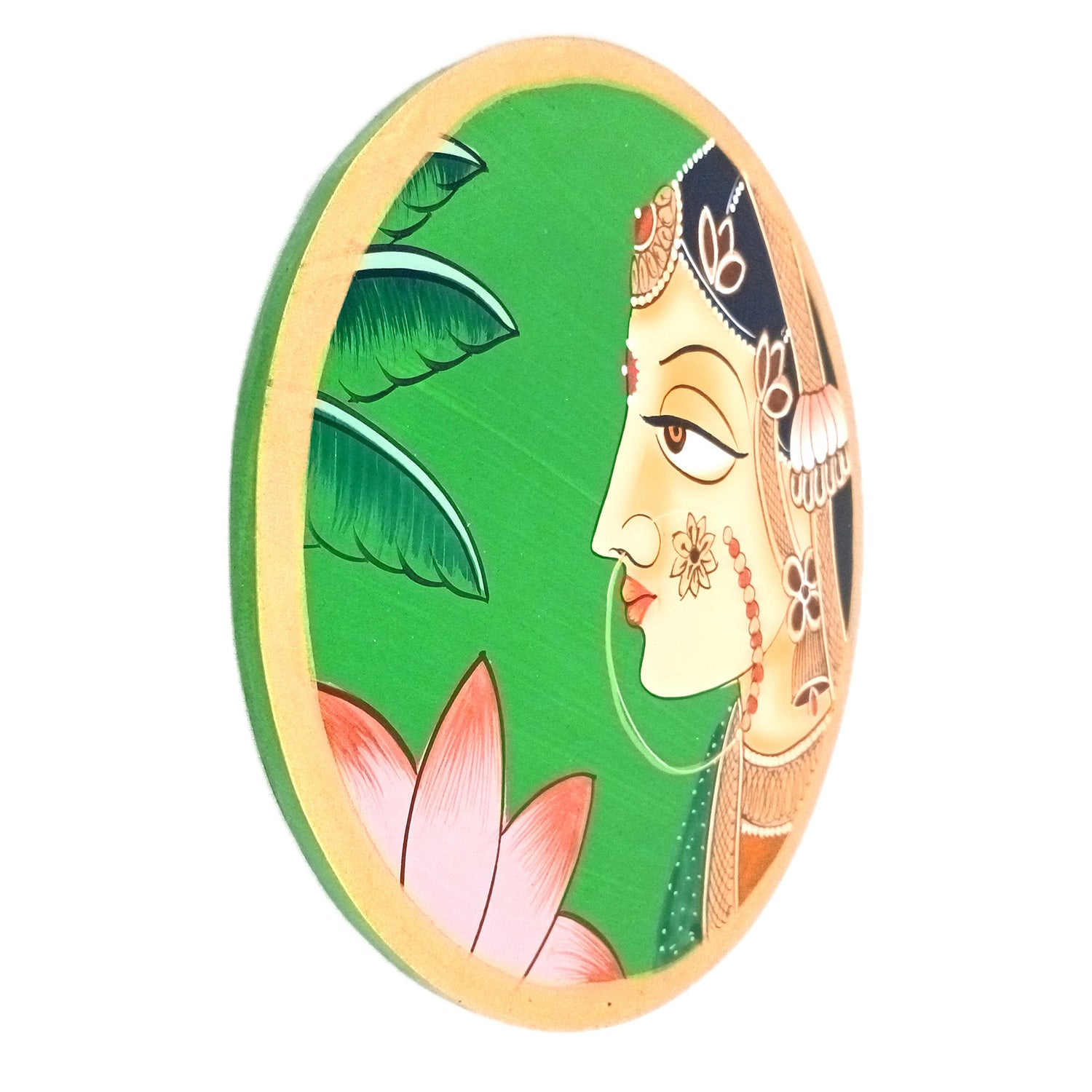 Wall Plate | Wooden Wall Hanging Plates - Bani Thani Lady Wall Art - For Home Decor, Living Room, Bedroom, Office | Gift for Wedding, Housewarming, Festivals - 10 Inch - Apkamart #Colour_Green