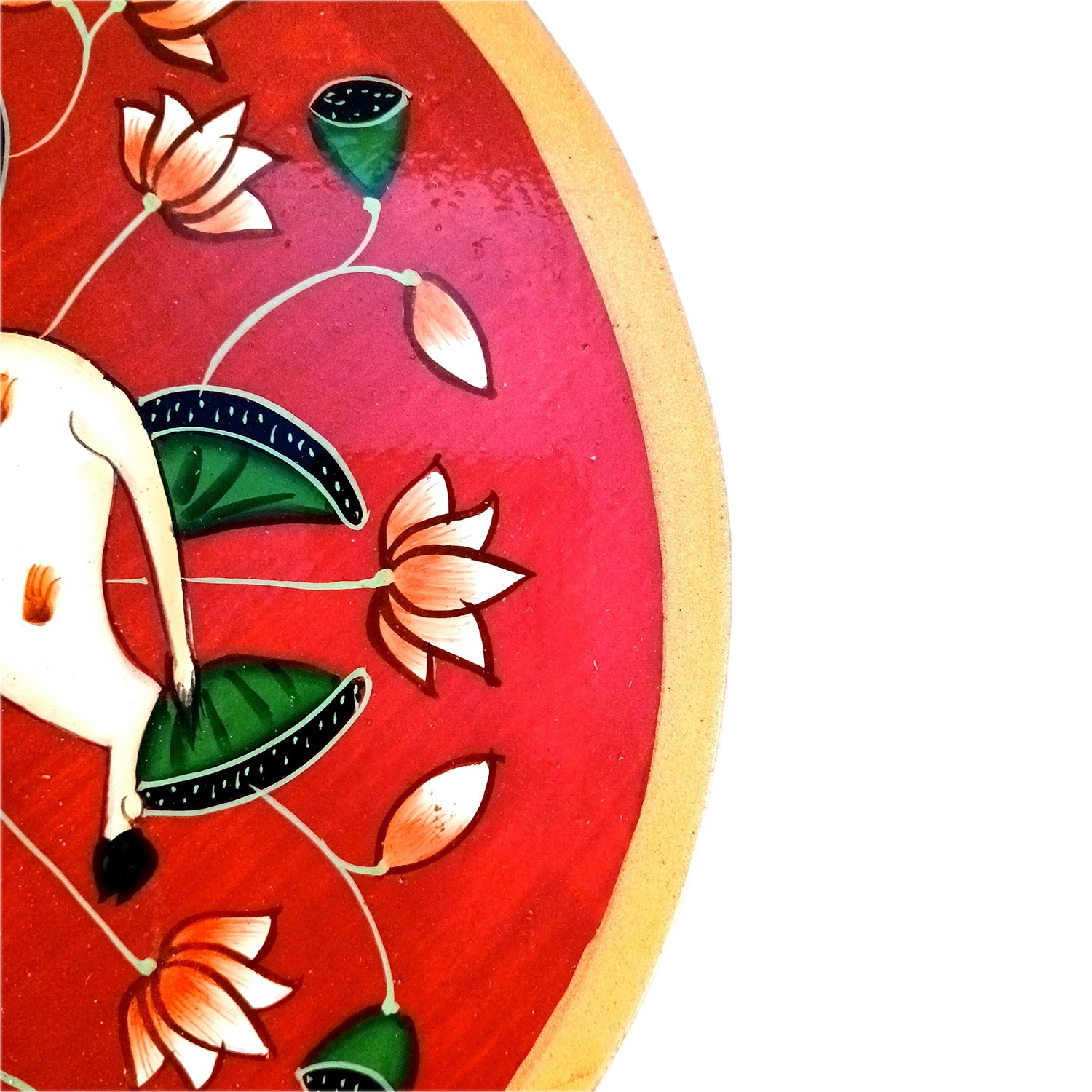 Wall Plate | Wooden Wall Hanging Plates - Pichwai Cow Wall Art - For Home Decor, Living Room, Bedroom, Office | Gift for Wedding, Housewarming & Festivals - 10 Inch - Apkamart #Colour_Red
