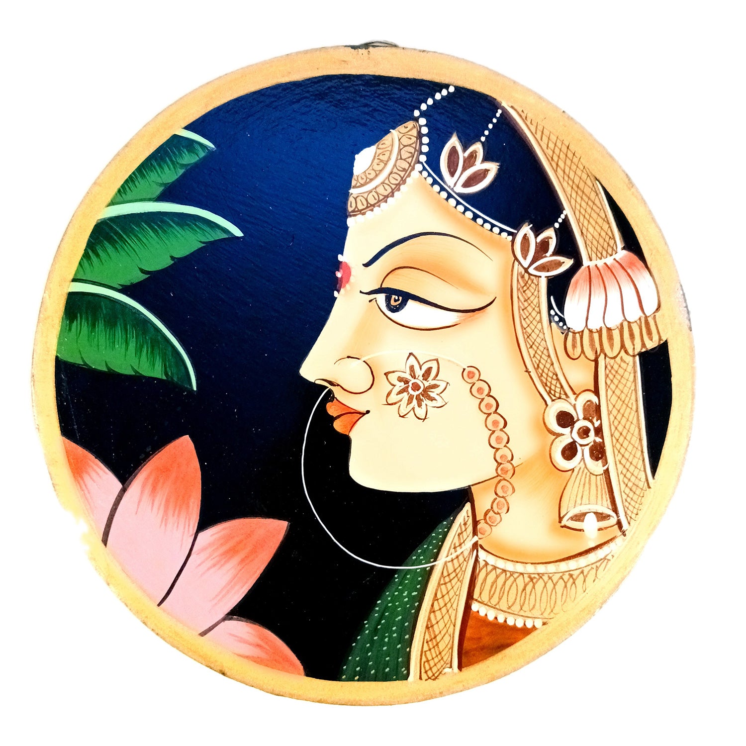 Wall Plate | Wooden Wall Hanging Plates - Bani Thani Lady Wall Art - For Home Decor, Living Room, Bedroom, Office | Gift for Wedding, Housewarming, Festivals - 10 Inch - Apkamart #Colour_Black