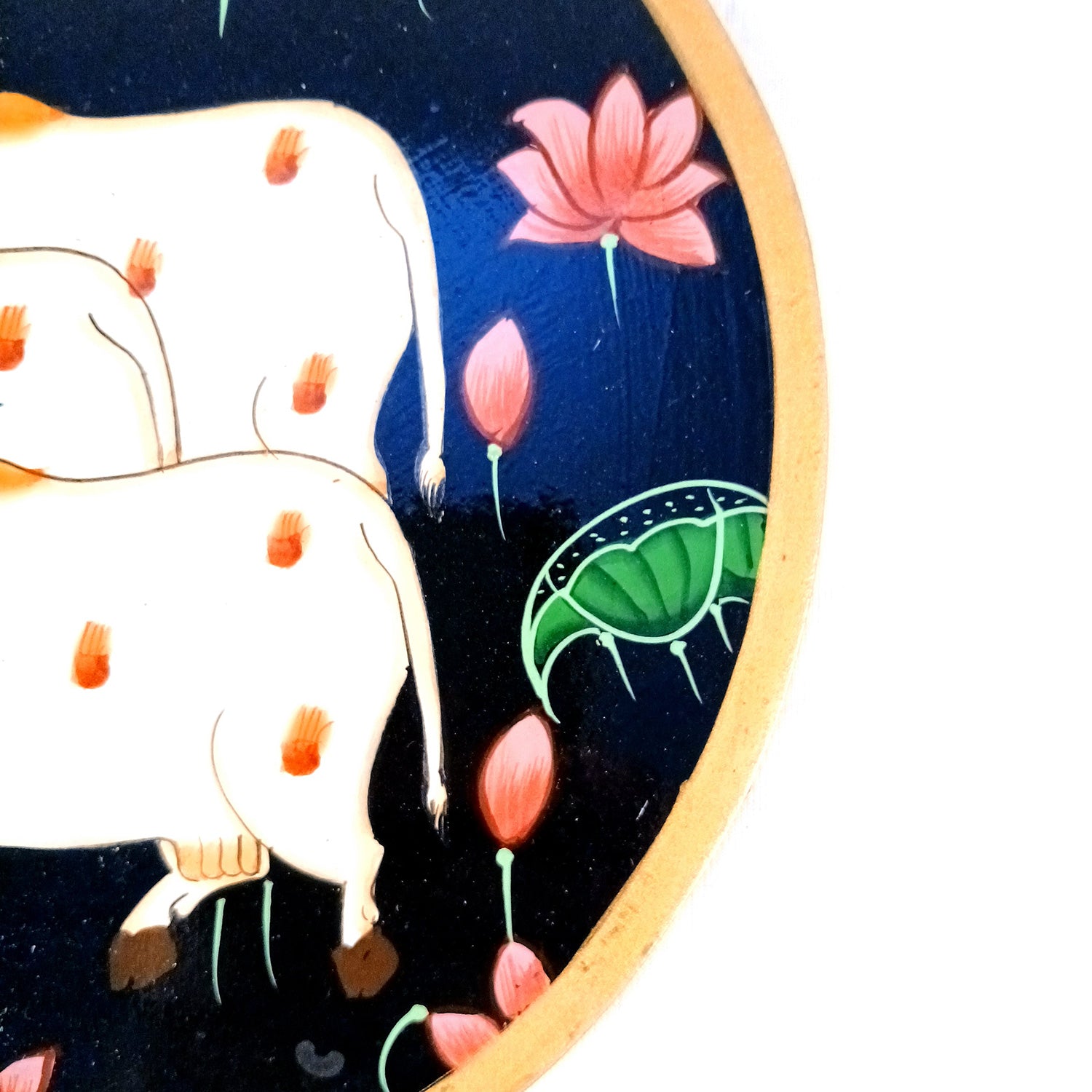 Wall Plate | Wooden Wall Hanging Plates - Pichwai Cow Wall Art - For Home Decor, Living Room, Bedroom | Gift for Wedding, Housewarming, Festivals - 10 Inch - Apkamart #Colour_Black