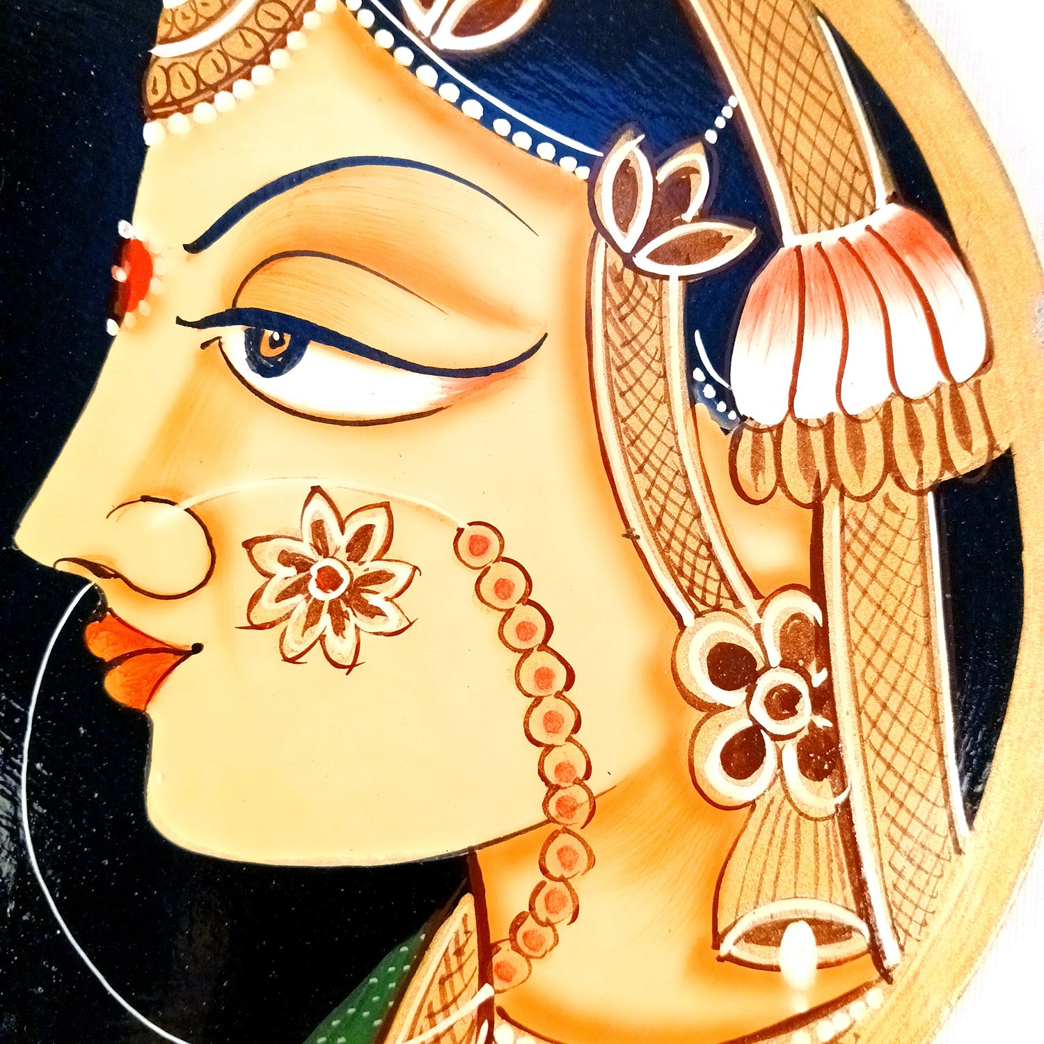 Wall Plate | Wooden Wall Hanging Plates - Bani Thani Lady Wall Art - For Home Decor, Living Room, Bedroom, Office | Gift for Wedding, Housewarming, Festivals - 10 Inch - Apkamart #Colour_Black
