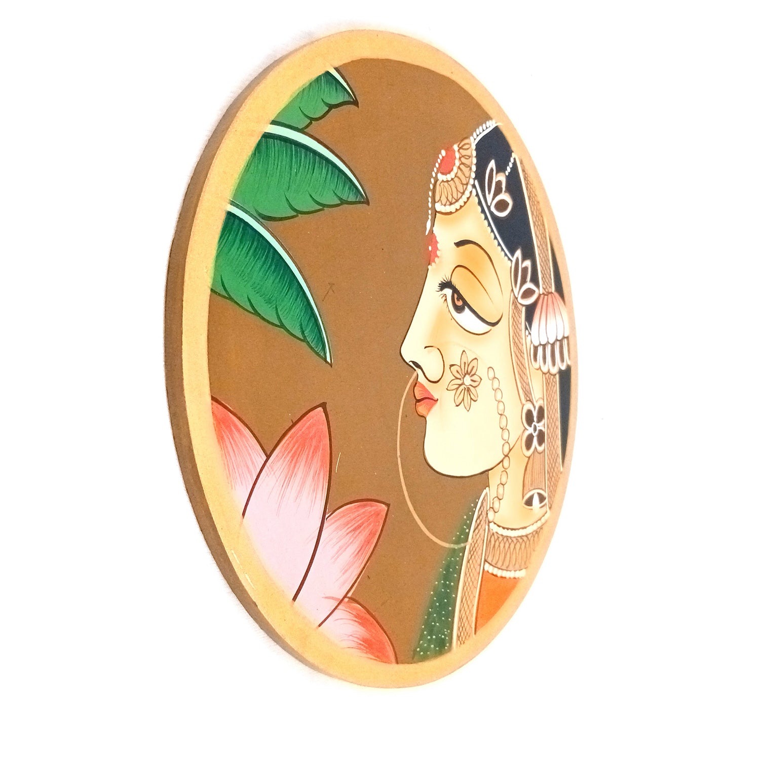 Wall Plate | Wooden Wall Hanging Plates - Bani Thani Lady Wall Art - For Home Decor, Living Room, Bedroom, Office | Gift for Wedding, Housewarming, Festivals - 10 Inch - Apkamart #Colour_Brown