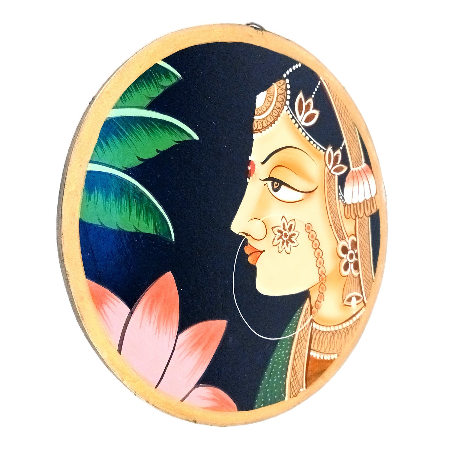 Wall Plate | Wooden Wall Hanging Plates - Bani Thani Lady Wall Art - For Home Decor, Living Room, Bedroom, Office | Gift for Wedding, Housewarming, Festivals - 10 Inch - Apkamart #Colour_Black