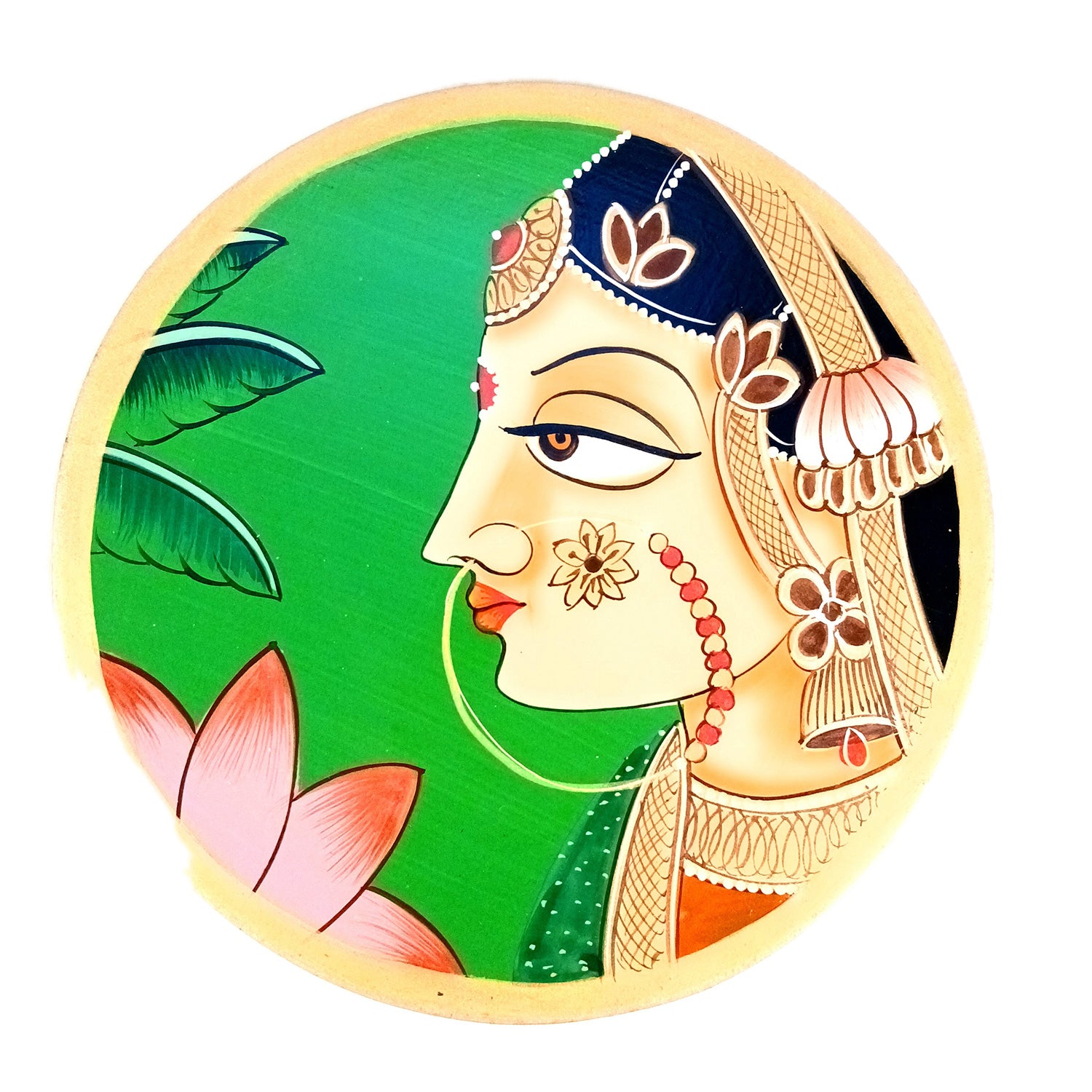 Wall Plate | Wooden Wall Hanging Plates - Bani Thani Lady Wall Art - For Home Decor, Living Room, Bedroom, Office | Gift for Wedding, Housewarming, Festivals - 10 Inch - Apkamart #Colour_Green