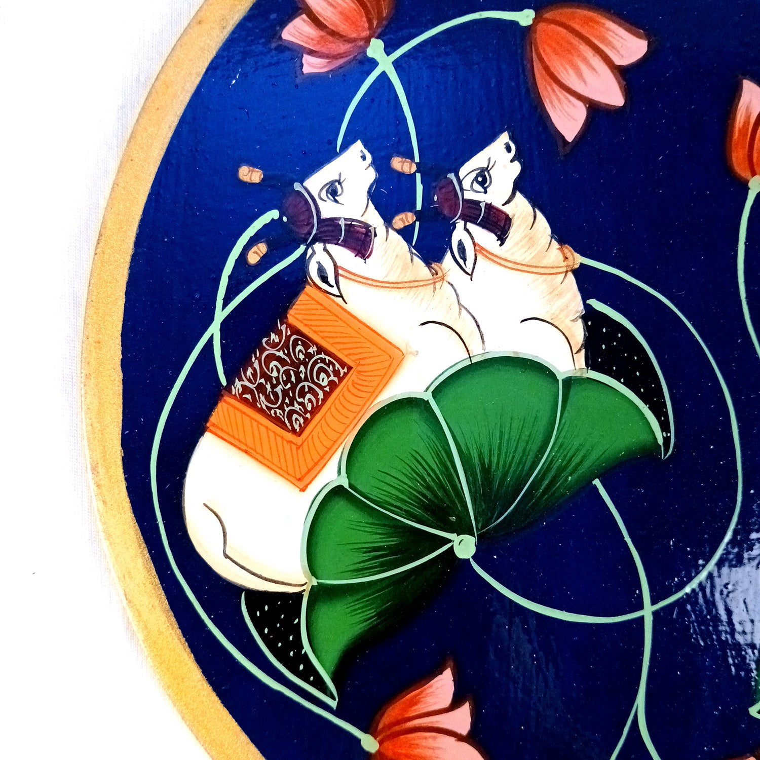 Wall Plate | Wooden Wall Hanging Plates - Pichwai Cow Wall Art - For Home Decor, Living Room, Bedroom, Office | Gift for Wedding, Housewarming, Festivals - 10 Inch - Apkamart #Colour_Blue