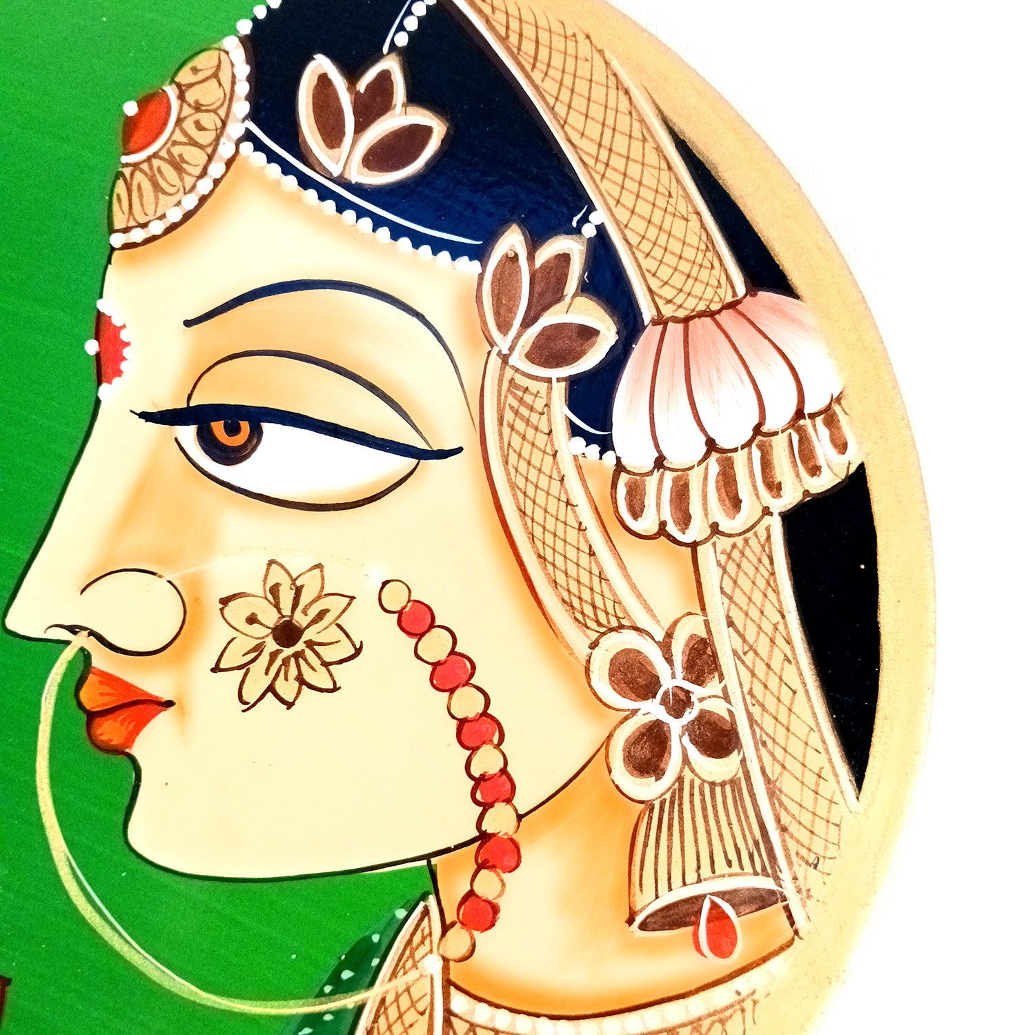 Wall Plate | Wooden Wall Hanging Plates - Bani Thani Lady Wall Art - For Home Decor, Living Room, Bedroom, Office | Gift for Wedding, Housewarming, Festivals - 10 Inch - Apkamart #Colour_Green