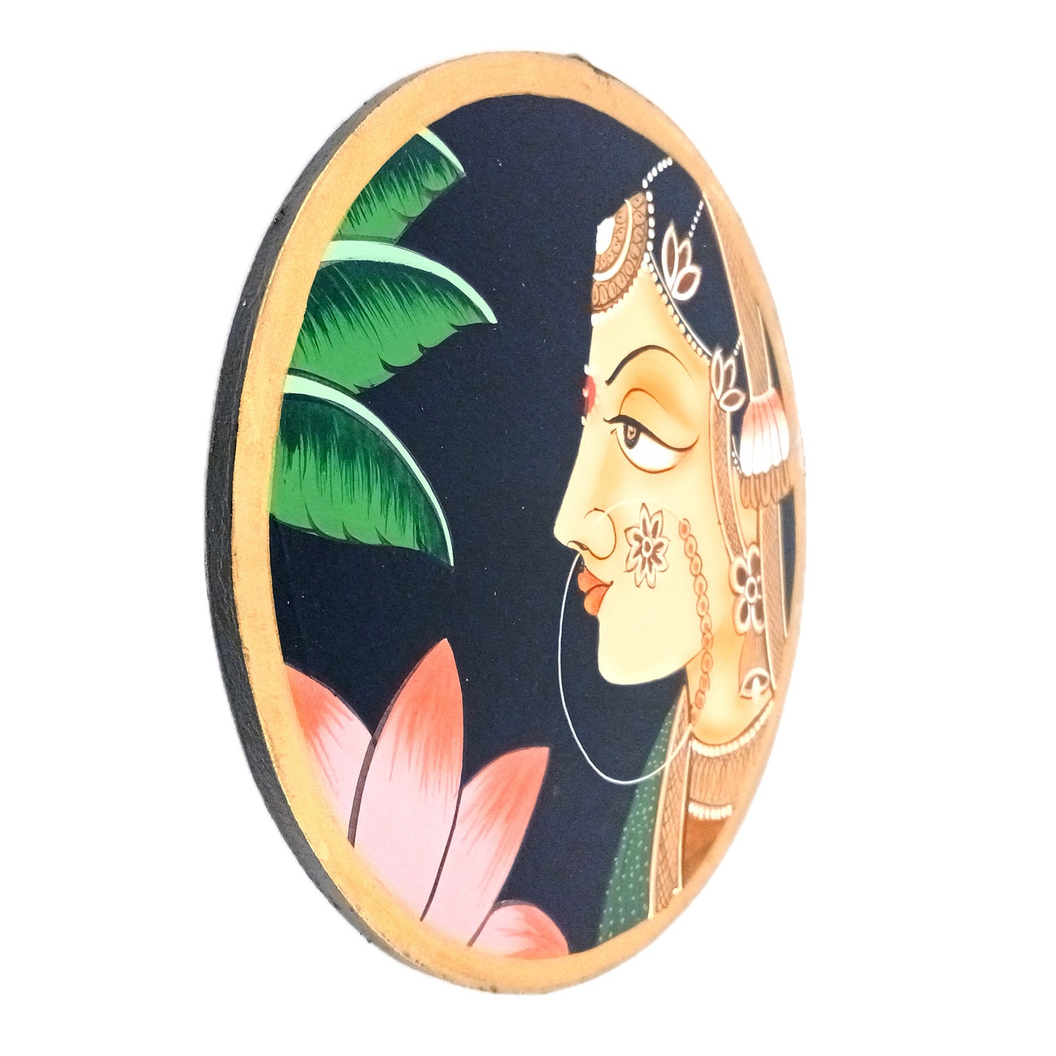 Wall Plate | Wooden Wall Hanging Plates - Bani Thani Lady Wall Art - For Home Decor, Living Room, Bedroom, Office | Gift for Wedding, Housewarming, Festivals - 10 Inch - Apkamart #Colour_Black