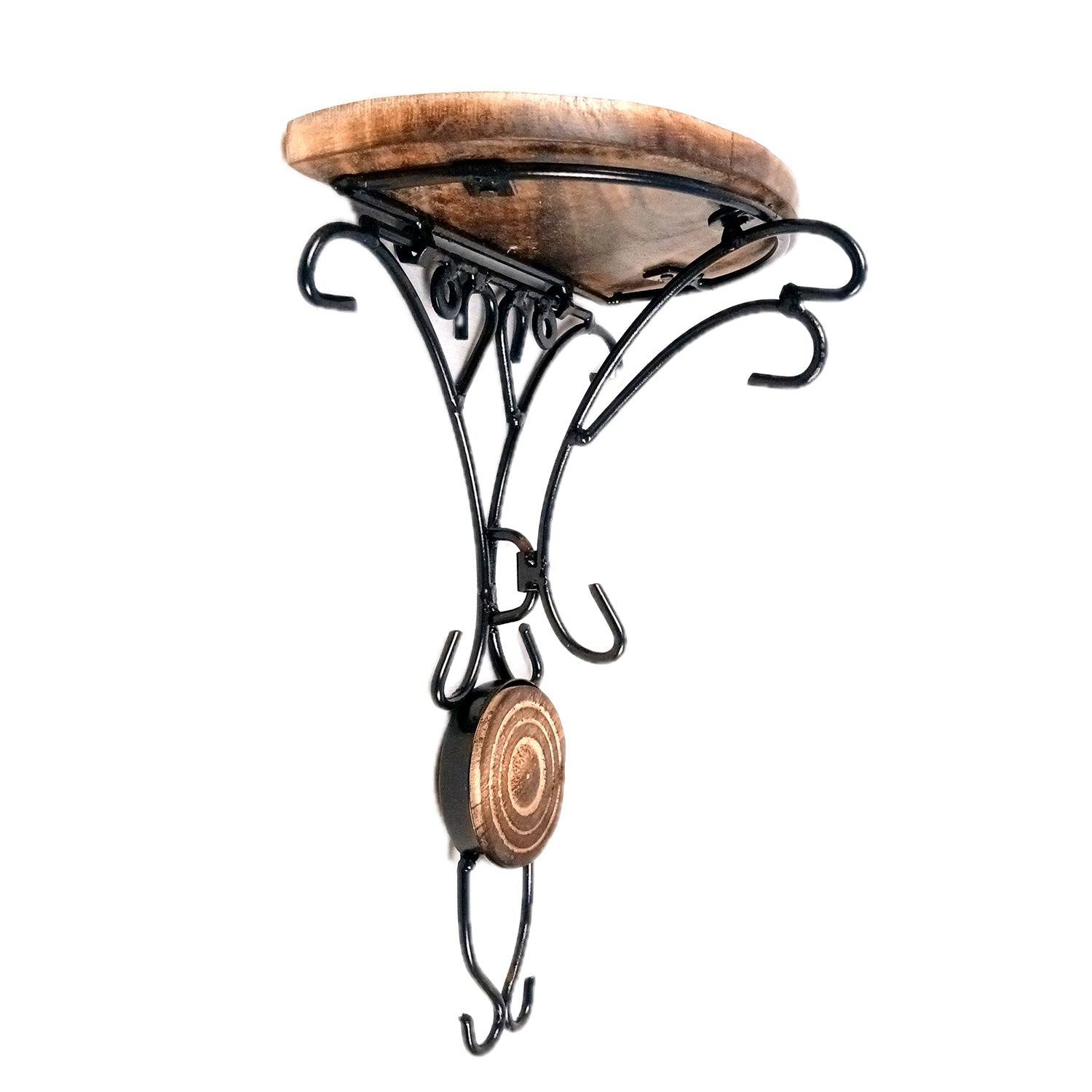 Wall Shelves Wooden Stand | Hanging Shelf In Wood For Keeping Showpieces, Small Plants | Floating Wall Brackets Stands - For Home, Living Room Decor & Gifts - 10 Inch - Apkamart