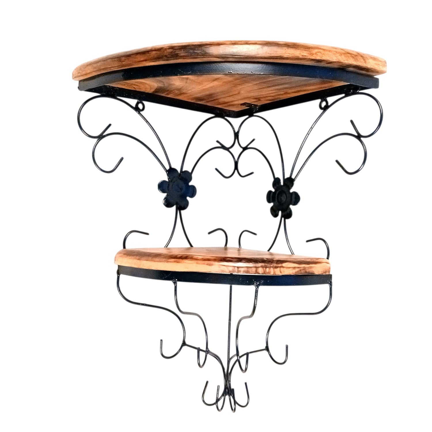 Wall Shelf Stand 2 Shelf | Floating Shelves Hanging For Keeping Showpieces, Small Plants, Tea Lights | Wooden Wall Brackets - For Home, Living Room, Wall Decor & Gifts - 19 Inch - Apkamart