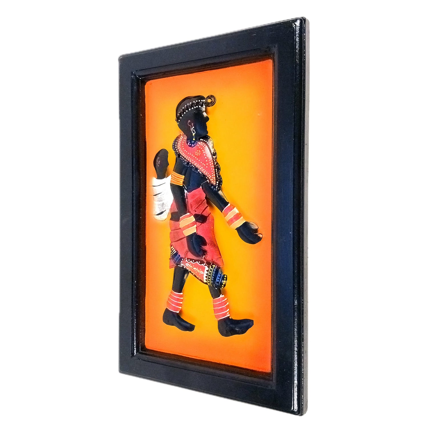 Tribal Women With Baby Wall Hanging | Wall Mount Showpiece | Metal Wall Art - For Home, Living Room, Bedroom, Drawing Room Decor & Gifts - 16 Inch - Apkamart #Style_Design 1