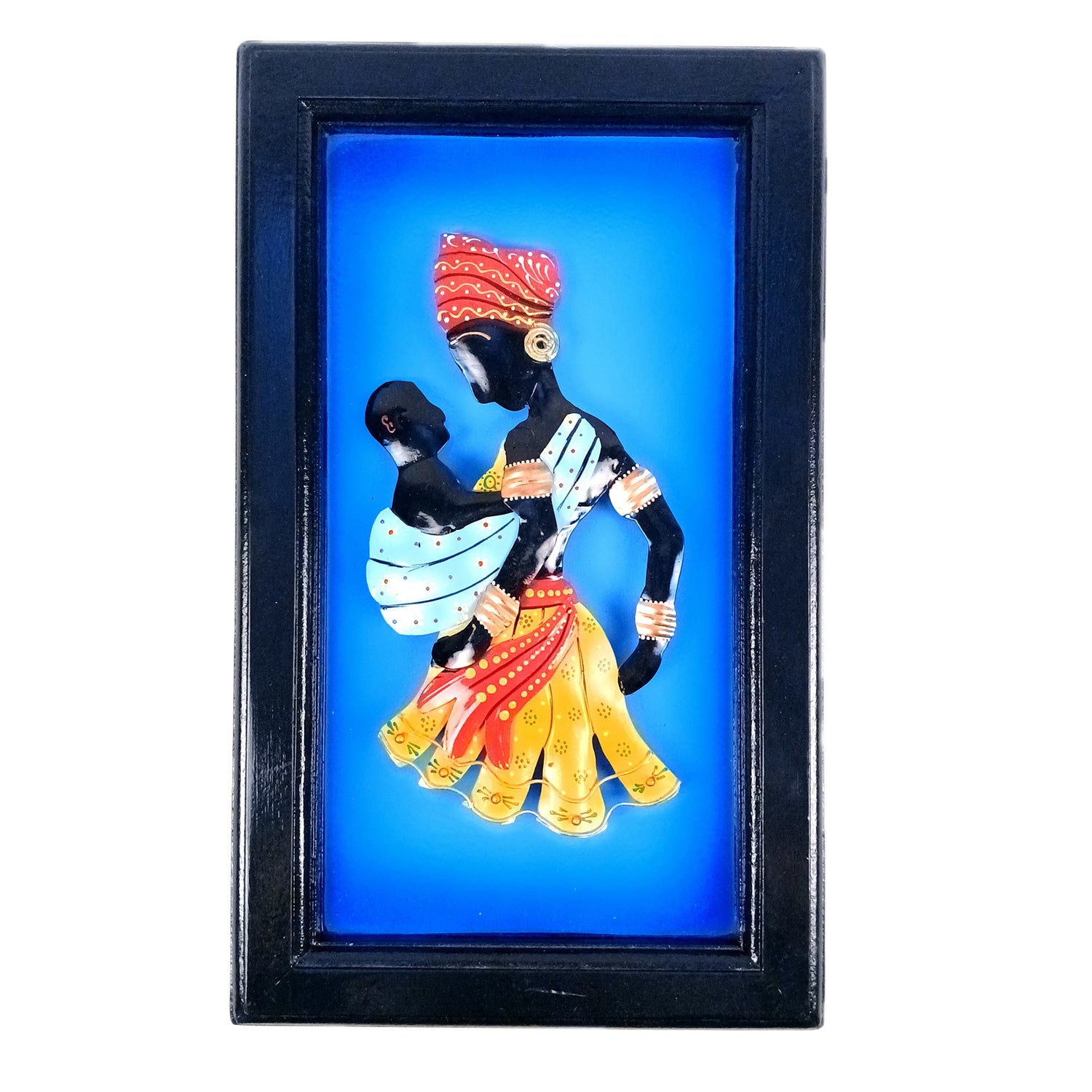 Tribal Women With Baby Wall Hanging | Wall Mount Showpiece | Metal Wall Art - For Home, Living Room, Bedroom, Drawing Room Decor & Gifts - 16 Inch - Apkamart #Style_Design 2