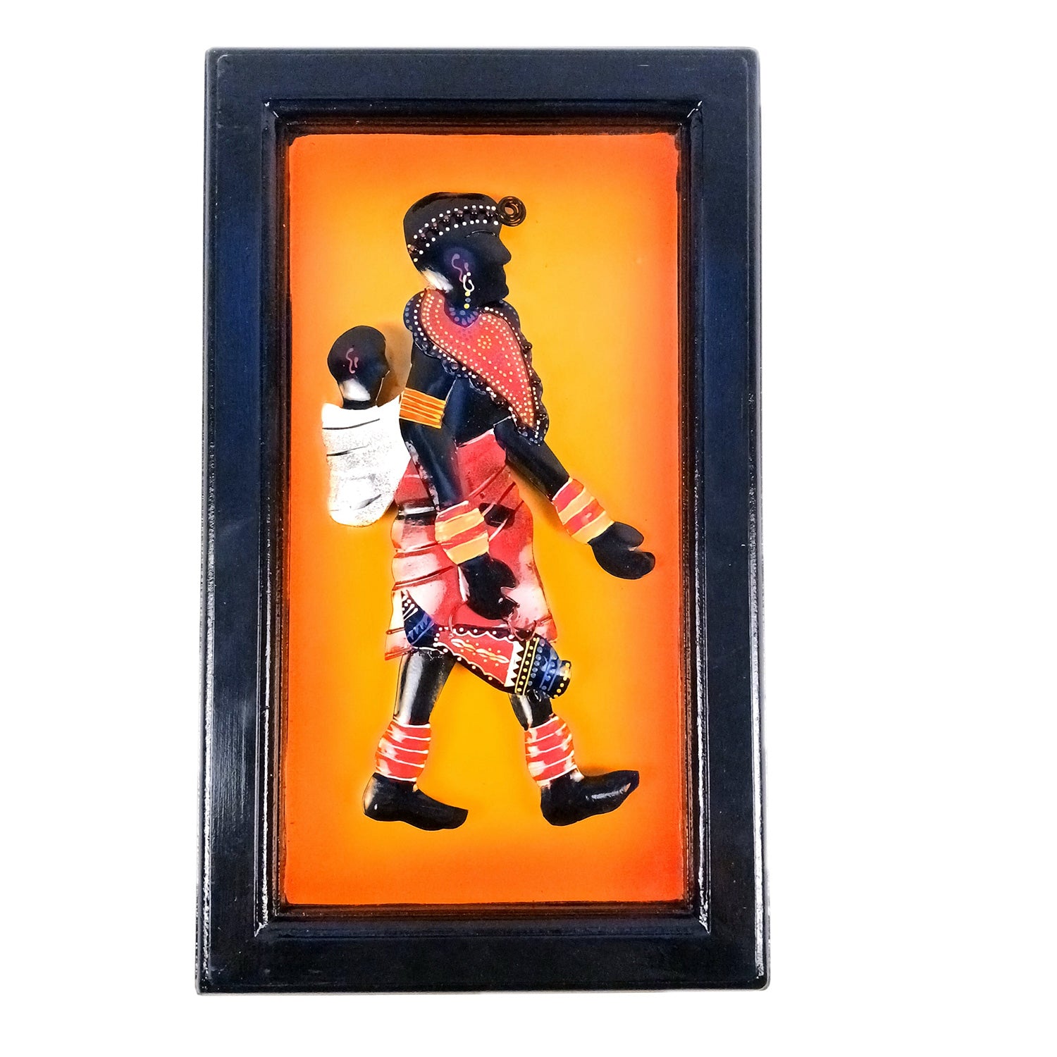 Tribal Women With Baby Wall Hanging | Wall Mount Showpiece | Metal Wall Art - For Home, Living Room, Bedroom, Drawing Room Decor & Gifts - 16 Inch - Apkamart #Style_Design 1