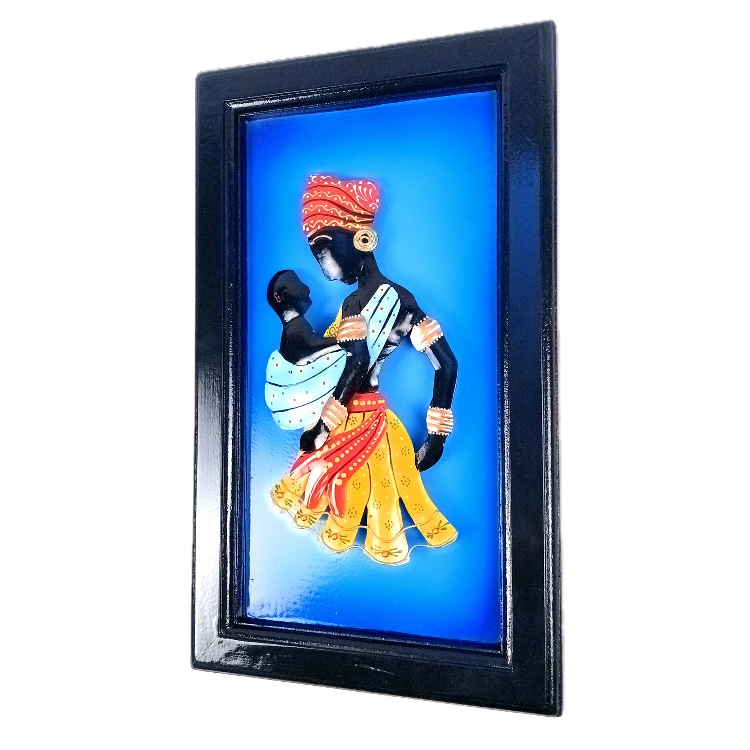 Tribal Women With Baby Wall Hanging | Wall Mount Showpiece | Metal Wall Art - For Home, Living Room, Bedroom, Drawing Room Decor & Gifts - 16 Inch - Apkamart #Style_Design 2