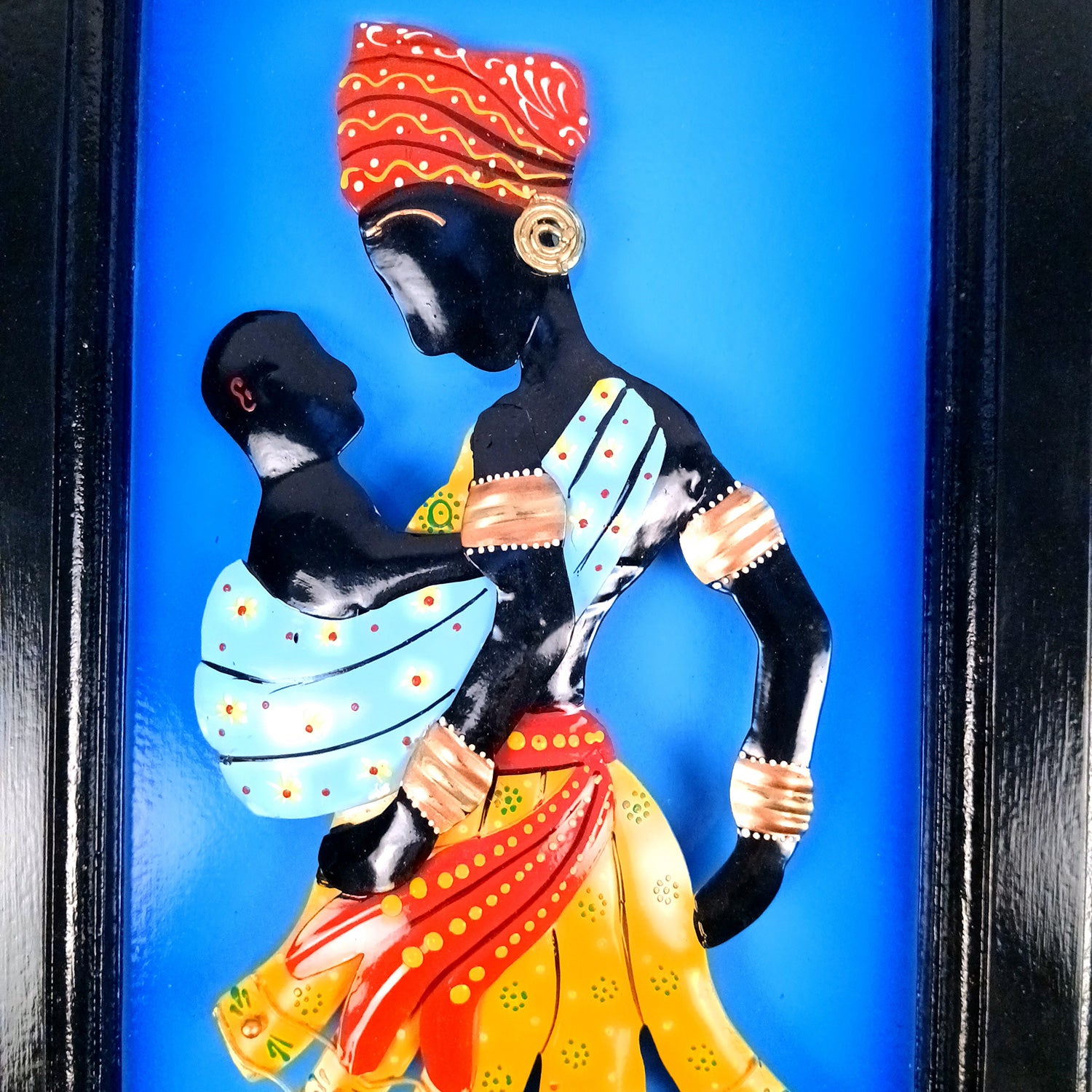 Tribal Women With Baby Wall Hanging | Wall Mount Showpiece | Metal Wall Art - For Home, Living Room, Bedroom, Drawing Room Decor & Gifts - 16 Inch - Apkamart #Style_Design 2
