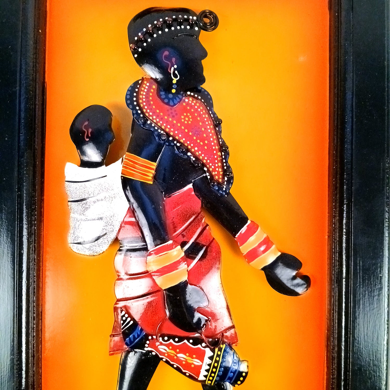 Tribal Women With Baby Wall Hanging | Wall Mount Showpiece | Metal Wall Art - For Home, Living Room, Bedroom, Drawing Room Decor & Gifts - 16 Inch - Apkamart #Style_Design 1