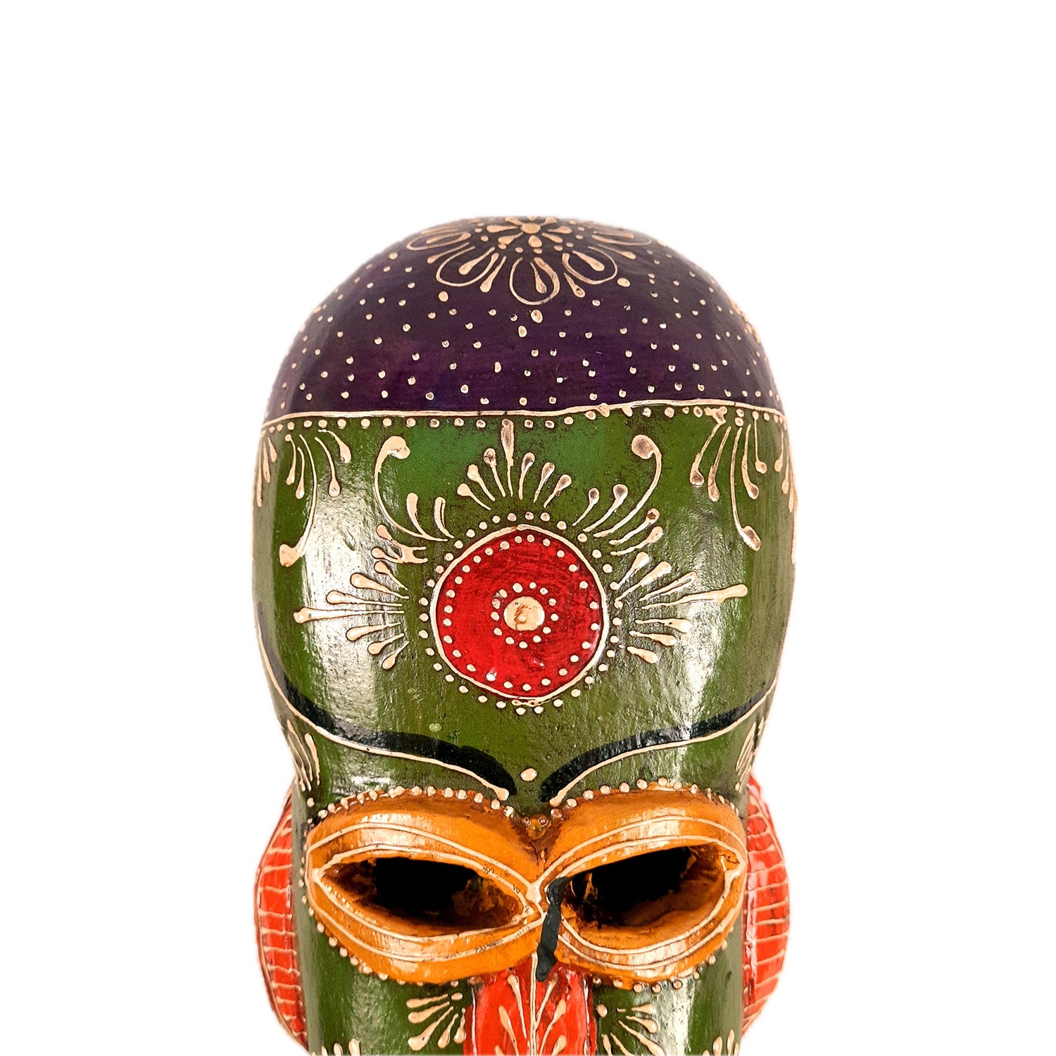 Wall Mask Wooden - African Style | Tribal Mask Rustic Decor - for Ethnic Home, Wall Decor & Gifts - 15 Inch - Apkamart #Color_Green