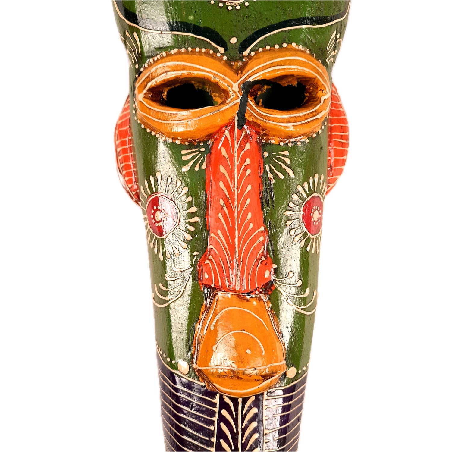 Wall Mask Wooden - African Style | Tribal Mask Rustic Decor - for Ethnic Home, Wall Decor & Gifts - 15 Inch - Apkamart #Color_Green