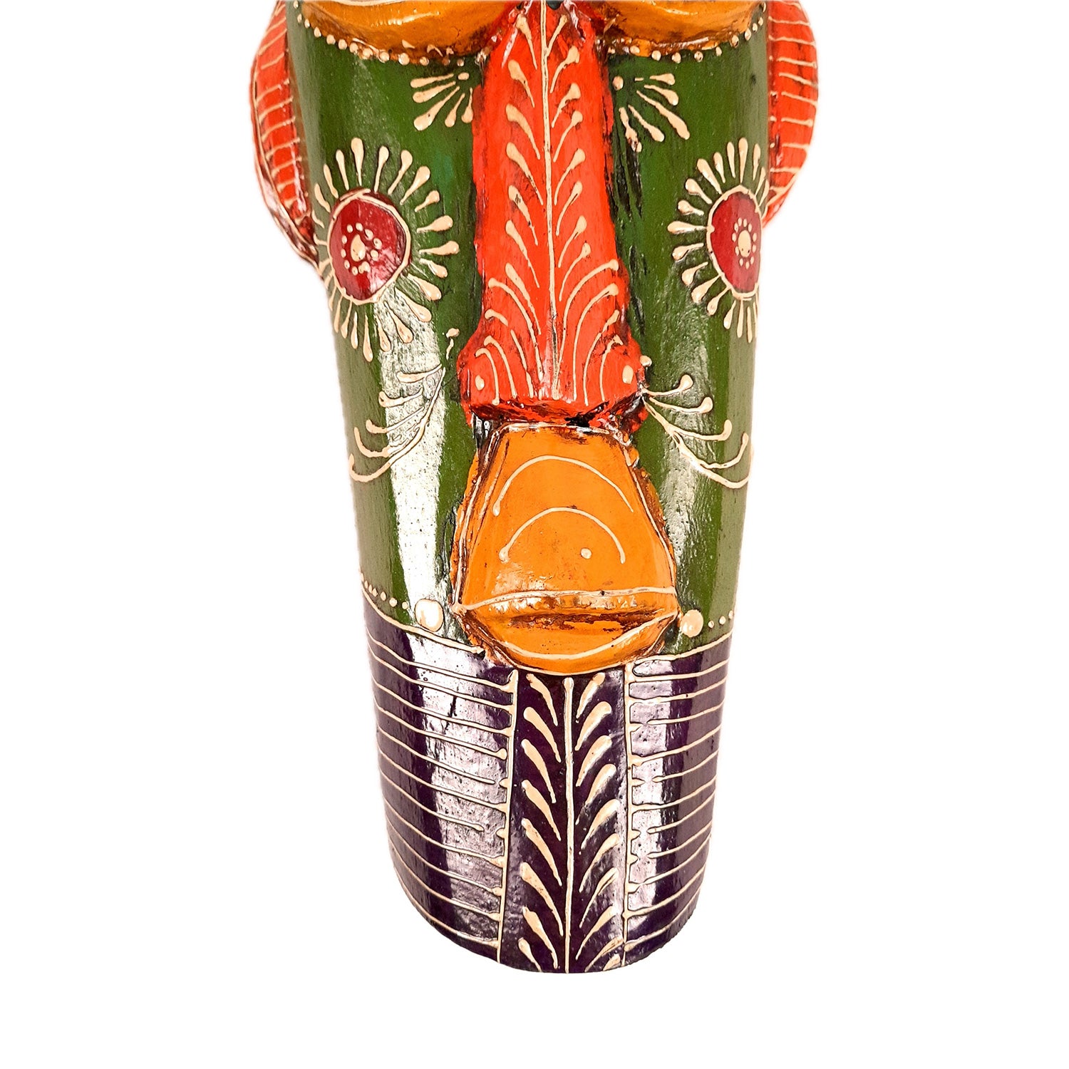 Wall Mask Wooden - African Style | Tribal Mask Rustic Decor - for Ethnic Home, Wall Decor & Gifts - 15 Inch - Apkamart #Color_Green