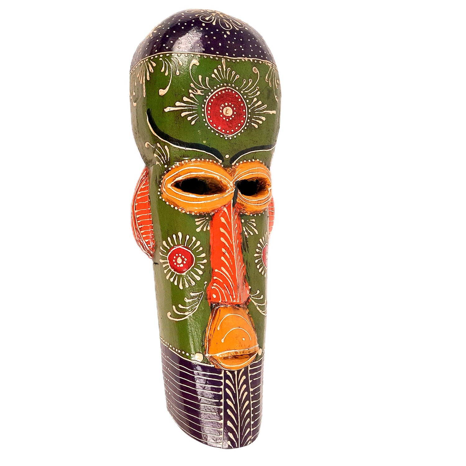 Wall Mask Wooden - African Style | Tribal Mask Rustic Decor - for Ethnic Home, Wall Decor & Gifts - 15 Inch - Apkamart #Color_Green