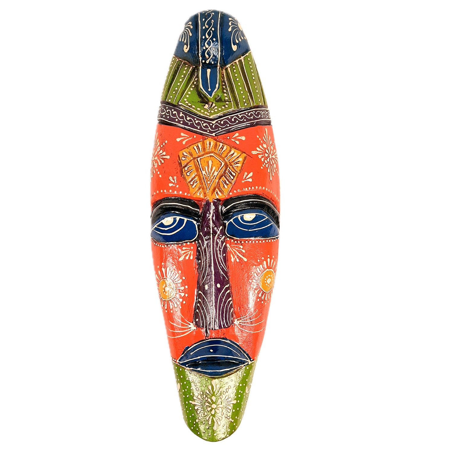 Mask Wall Hanging |Nazar Battu | Tribal Masks for Home Entrance & Living Room - for Home, Door, Hall-Way, Entrance, Balcony Decoration - 18 Inch - Apkamart #color_Orange