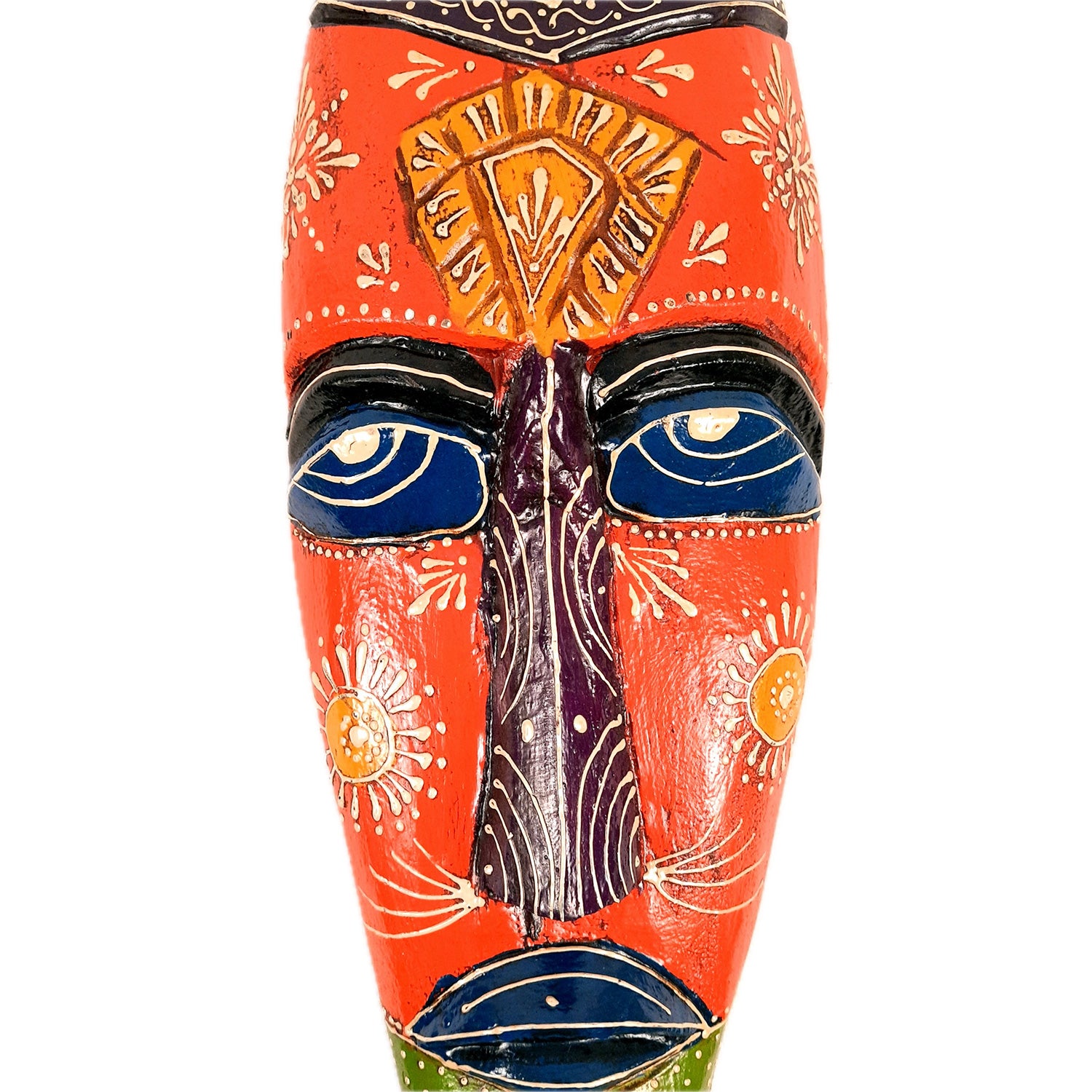 Mask Wall Hanging |Nazar Battu | Tribal Masks for Home Entrance & Living Room - for Home, Door, Hall-Way, Entrance, Balcony Decoration - 18 Inch - Apkamart #color_Orange