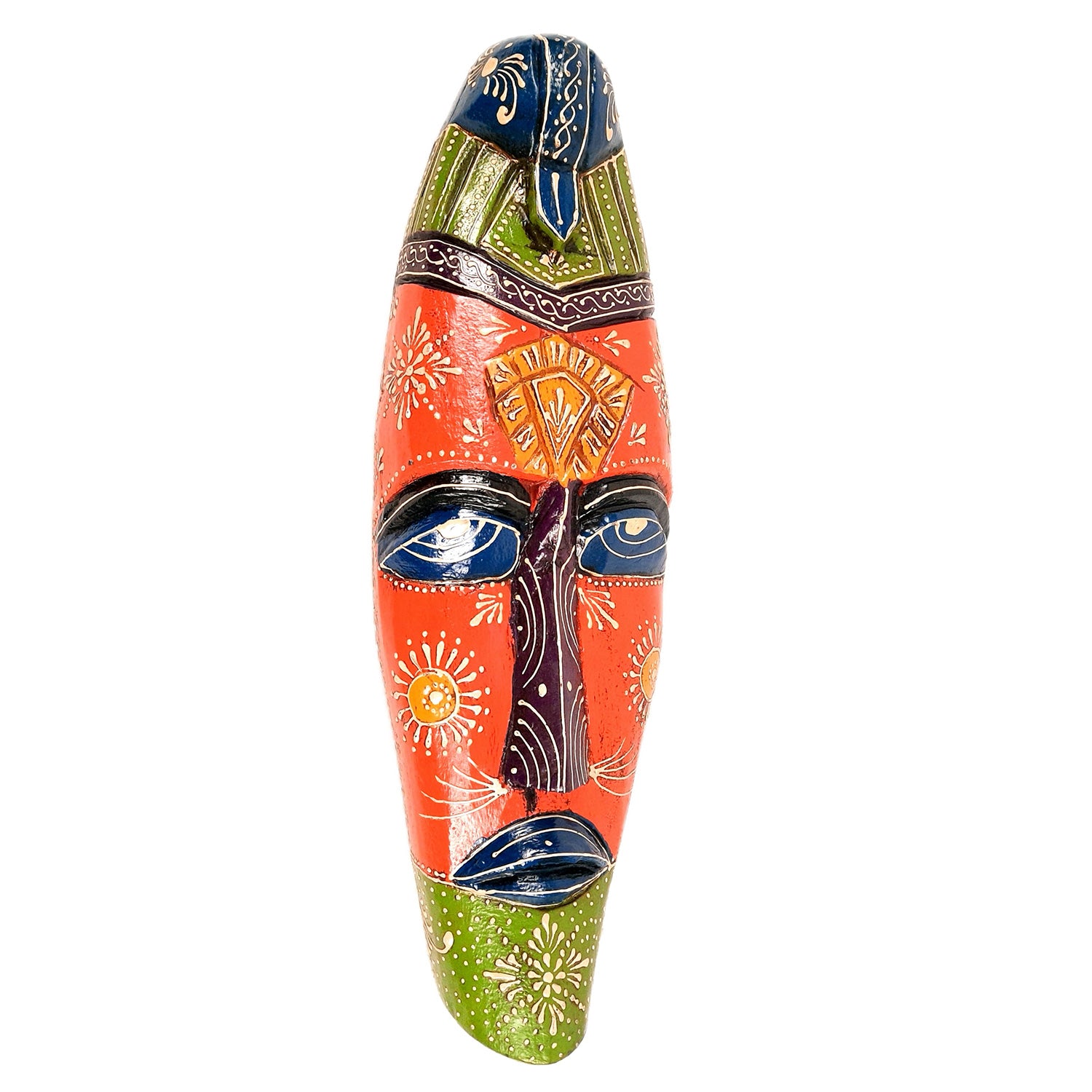Mask Wall Hanging |Nazar Battu | Tribal Masks for Home Entrance & Living Room - for Home, Door, Hall-Way, Entrance, Balcony Decoration - 18 Inch - Apkamart #color_Orange