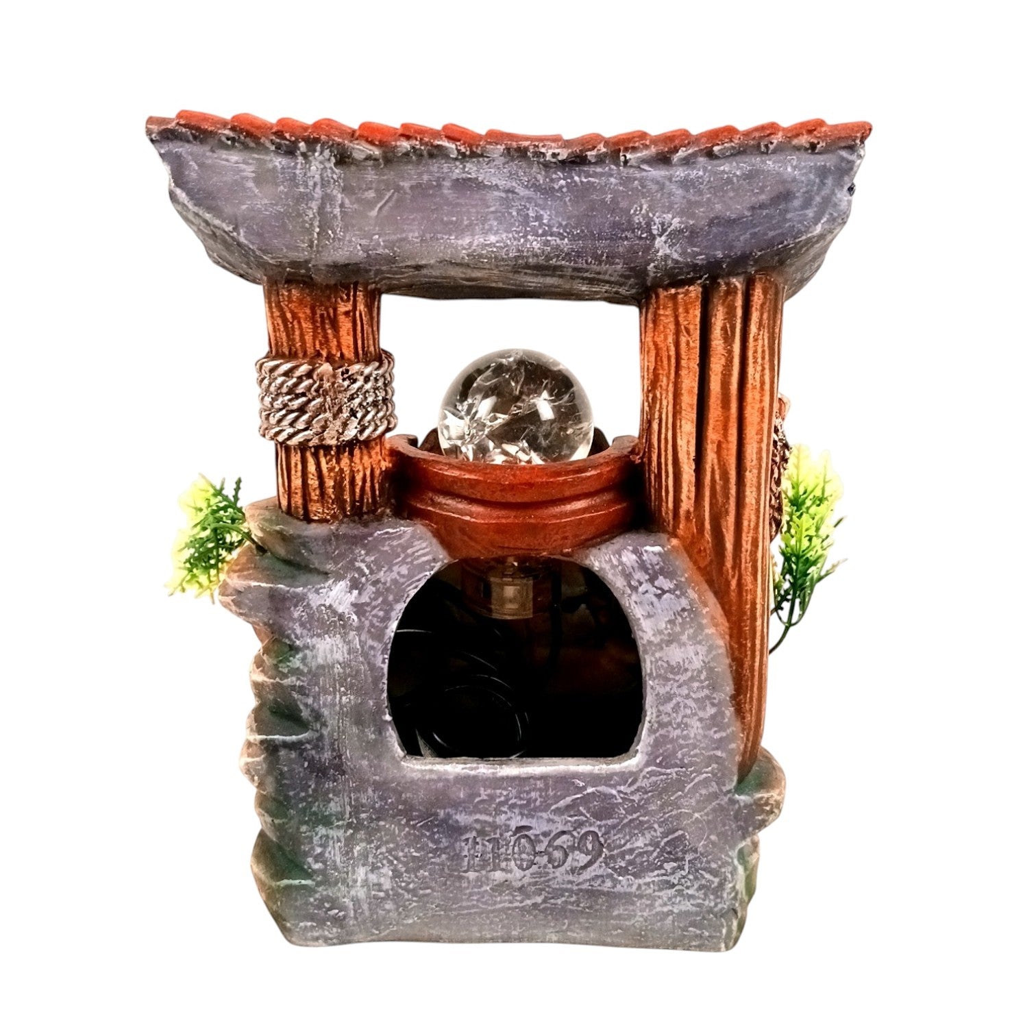 Table Water Fountain LED Lights Crystal Ball | Indoor Waterfall Showpiece - 10 Inch - Apkamart