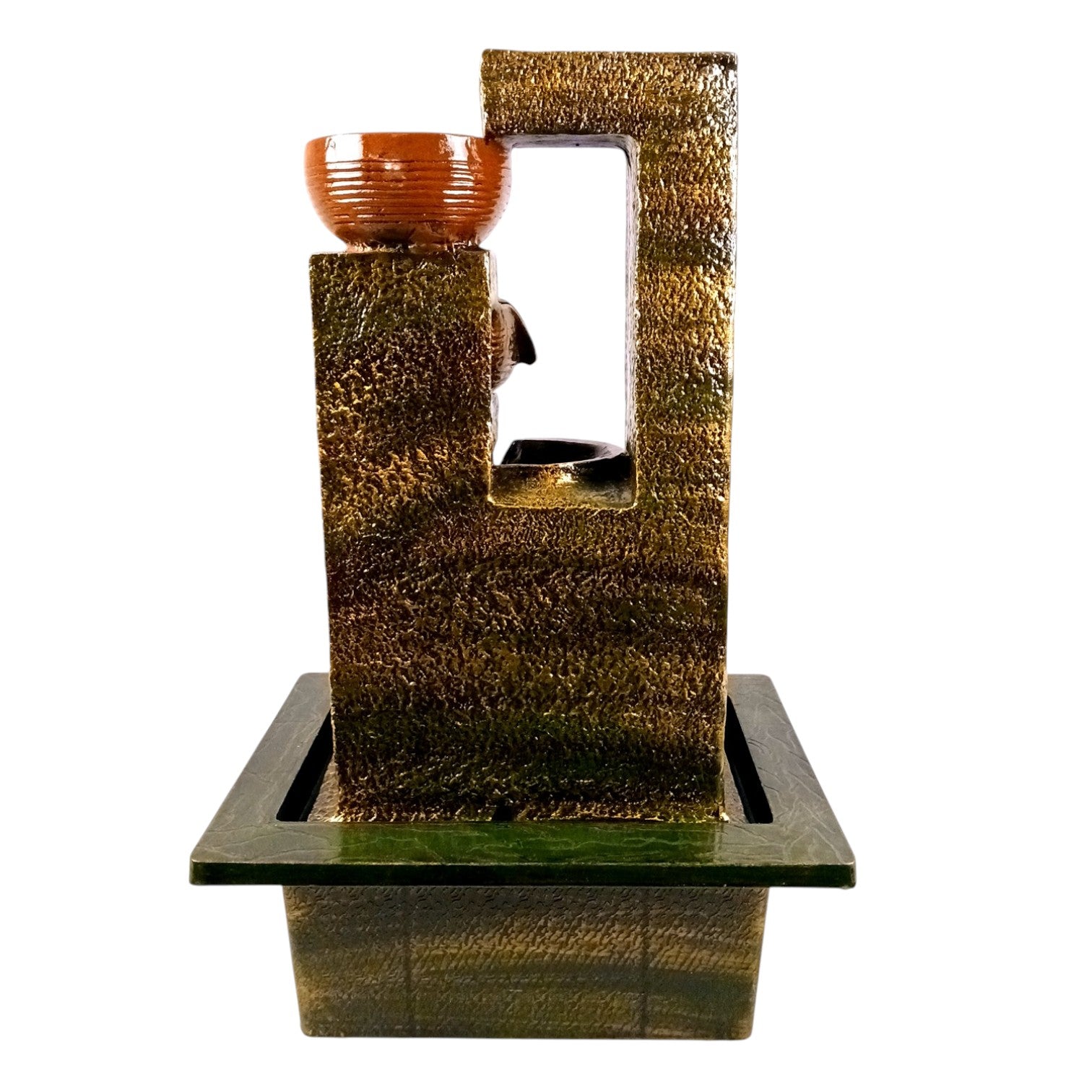 Table Top Water Fountain | Indoor 4 Steps Fountains with LED Lights Waterfall - For Vastu, Table, Office, Living Room, Home Decor & Gifts | House Warming Gift - 22 Inch - Apkamart