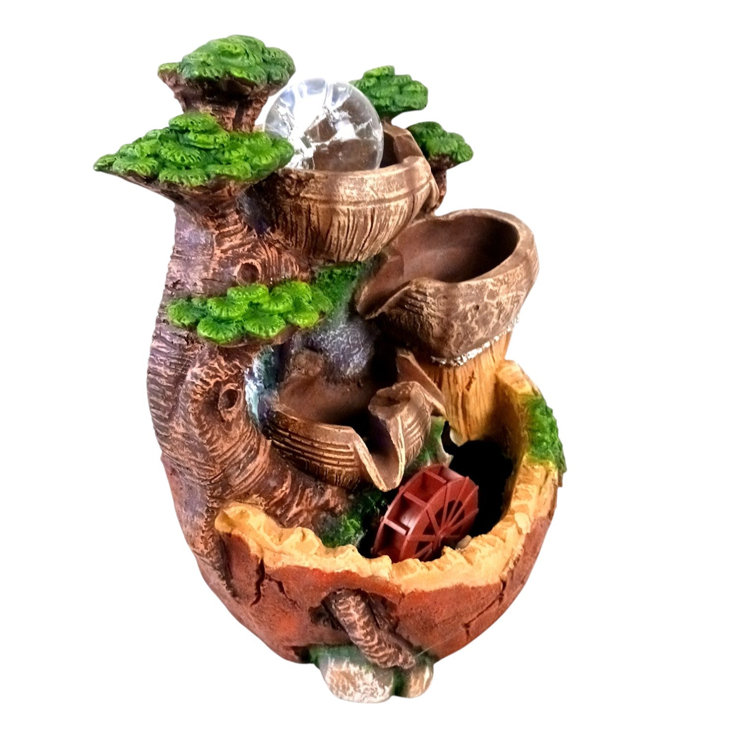Indoor Water Fountain with LED Lights | 3 Step Waterfall Cum Showpiece - For Vastu, Table, Office, Living Room, Home Decor & Gifts | Wedding & House Warming Gift - 10 Inch - Apkamart