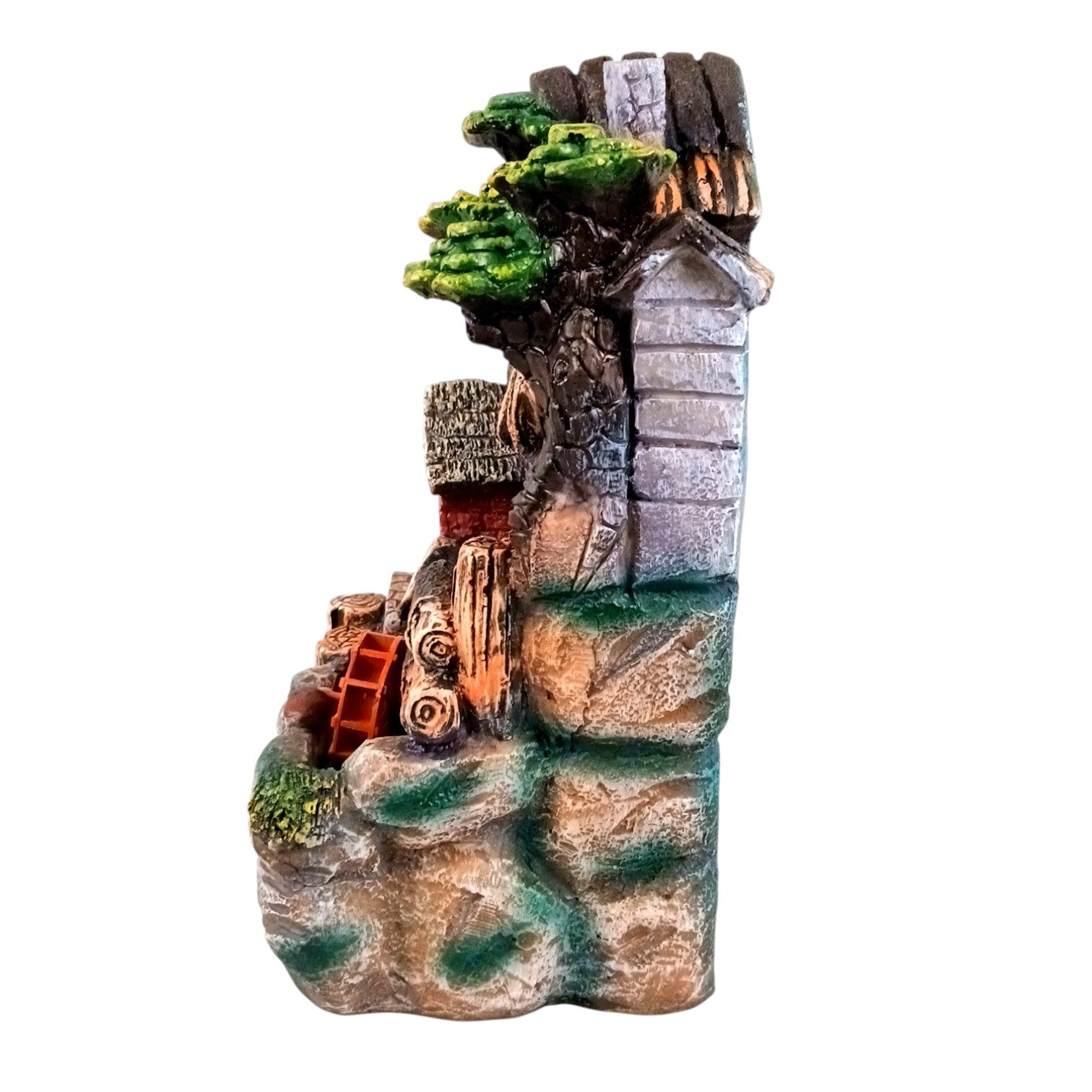 Table Top Water Fountain | Indoor Fountains with LED Lights - 3 Steps Hut Shape Waterfall - For Vastu, Table, Office, Home - Housewarming And Anniversary Gift - 13 Inch - Apkamart