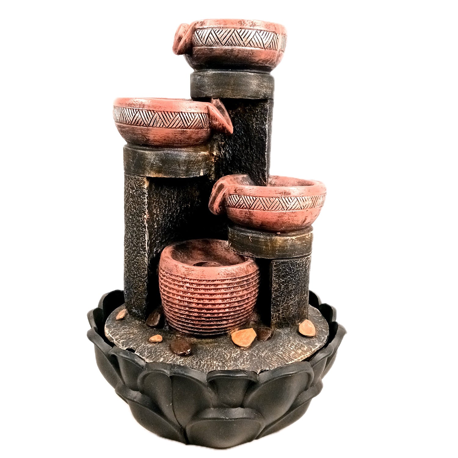 Table Top Water Fountain | Indoor Fountains with LED Lights Waterfall - For Vastu, Table, Office, Living Room, Home Decor & Gifts | Wedding & House Warming Gift - 16 Inch - Apkamart #Style_Design 1