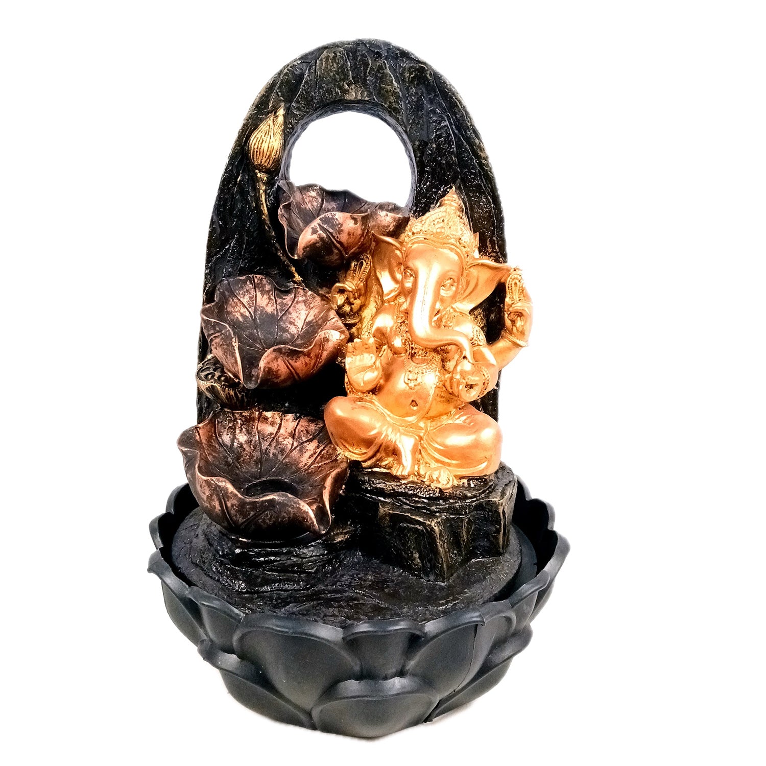 Water Fountains with LED Lights - Ganesh Design | Indoor Table Top Waterfall Fountain | Water fall For Vastu - For Tabletop, Living Room, Garden, Office, Home Decoration & Gifts - 8 inch - Apkamart #Style_Design 1