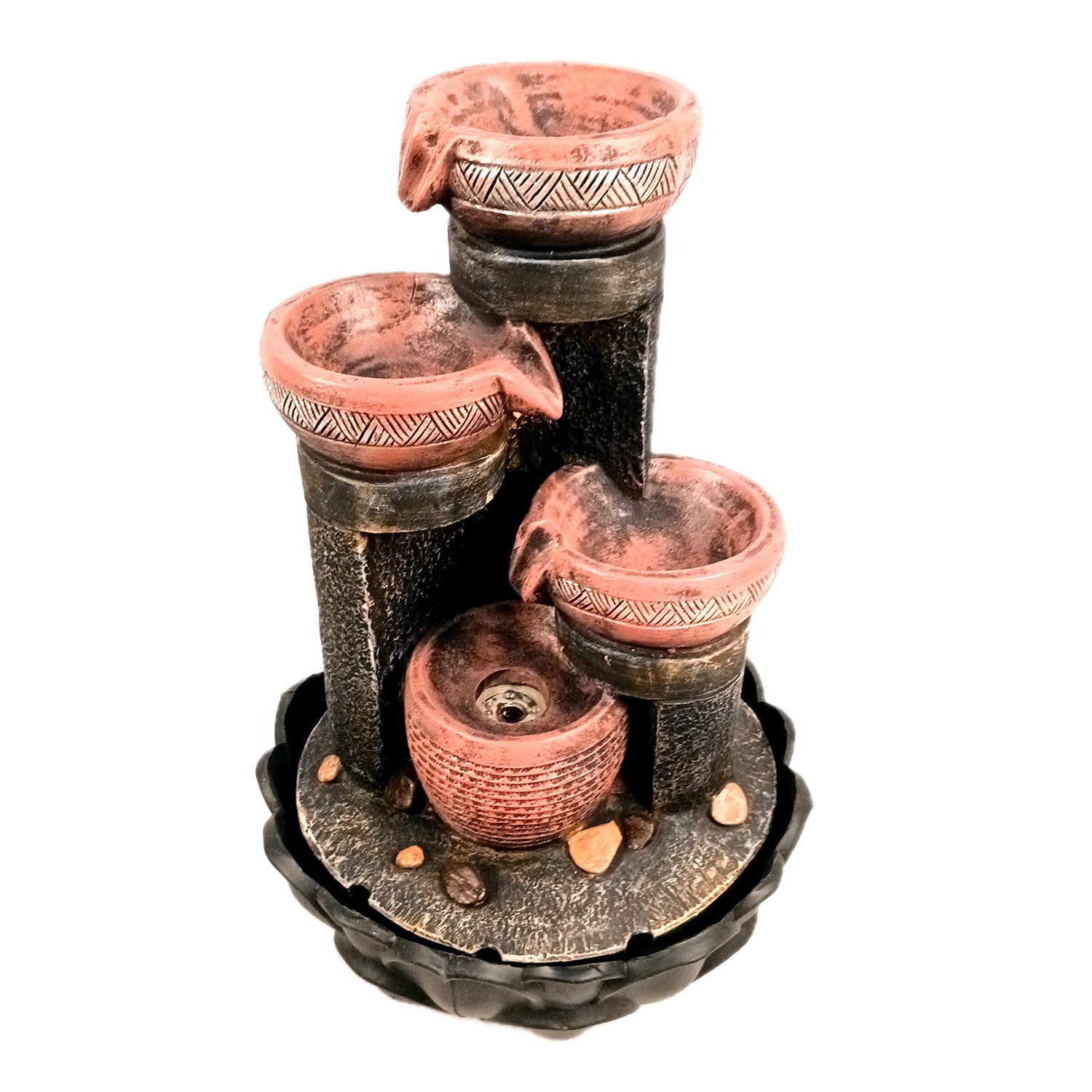 Table Top Water Fountain | Indoor Fountains with LED Lights Waterfall  - For Vastu, Table, Office, Living Room, Home Decor & Gifts | Wedding & House Warming Gift - 16 Inch - Apkamart #Style_Design 1