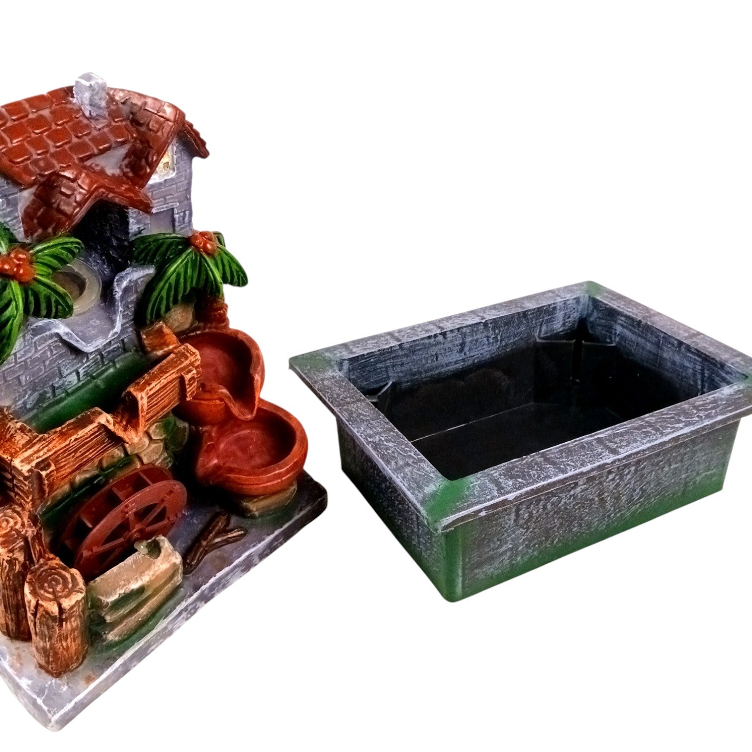 Indoor Water Fountain with LED Lights 3 Step Waterfall Cum Showpiece - For Vastu, Table, Office, Living Room, Home Decor & Gifts | Wedding & House Warming Gift - 14 Inch - Apkamart