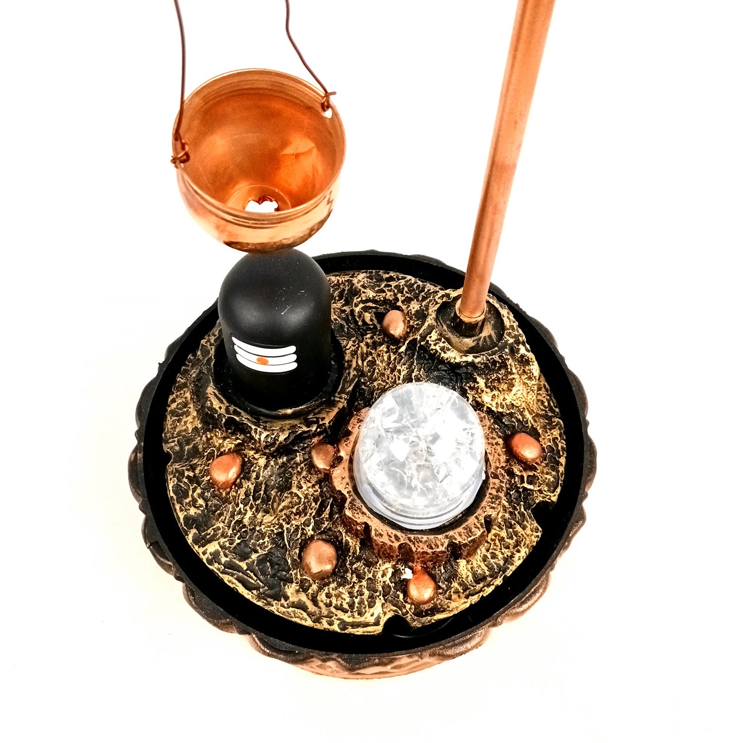 Table Water Fountains with LED Lights | Shiv Parvati Statue with Water Fountain - For Tabletop, Living Room, Garden & Home Decoration - 14 Inch - Apkamart #Style_Design 1