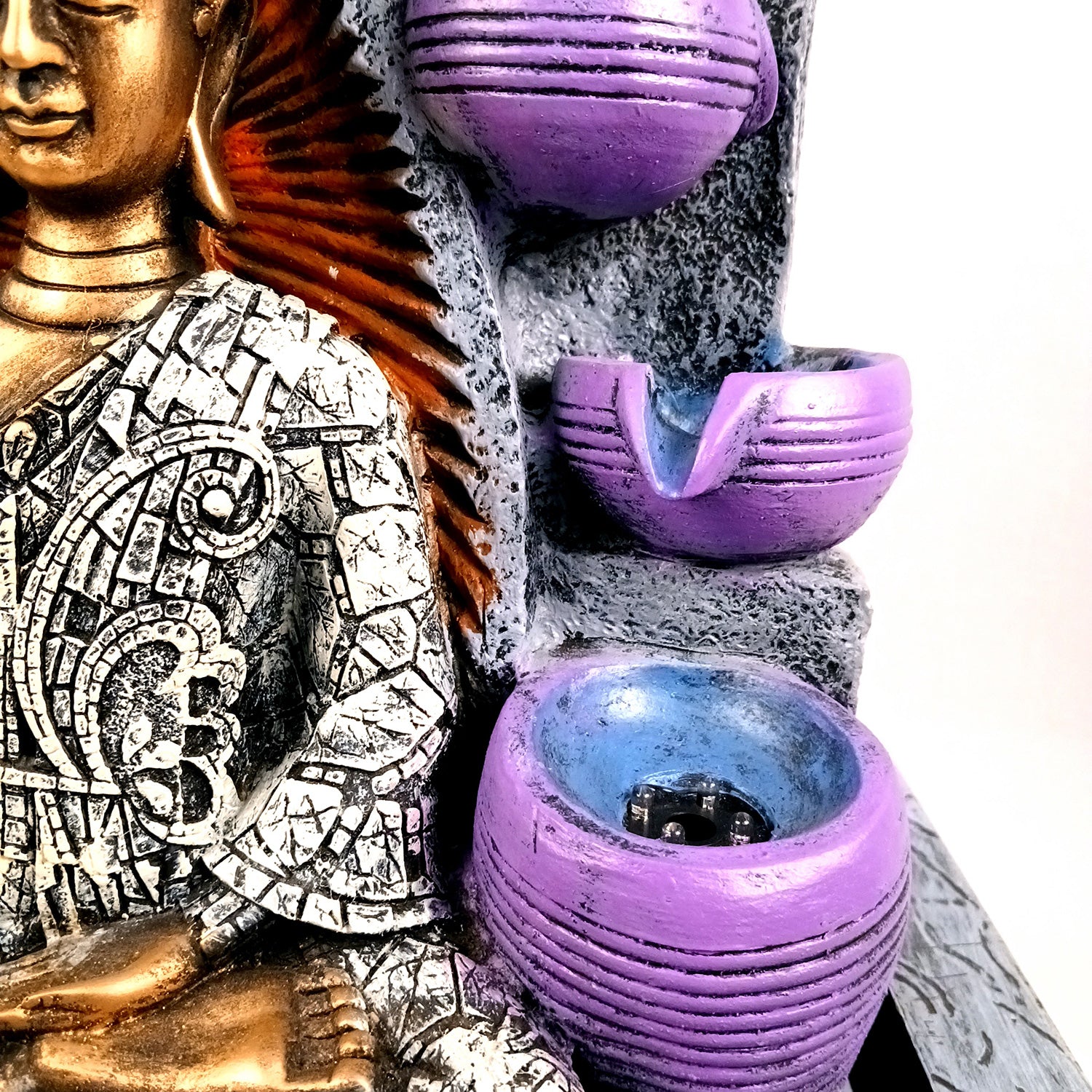 Table Top Water Fountain With Buddha Statue | Indoor Fountains - 4 Steps Waterfall  - For Vastu, Table, Office, Living Room, Home Decor & Gifts | Wedding & House Warming Gift - 22 Inch - Apkamart #Style_Design 1