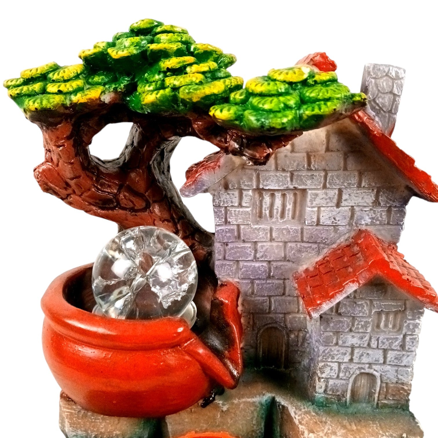 Table Top Water Fountain | Indoor Fountains with LED Lights - 3 Steps Hut Shape Waterfall - For Vastu, Table, Office, Living Room, Home Decor & Gifts - 13 Inch - Apkamart