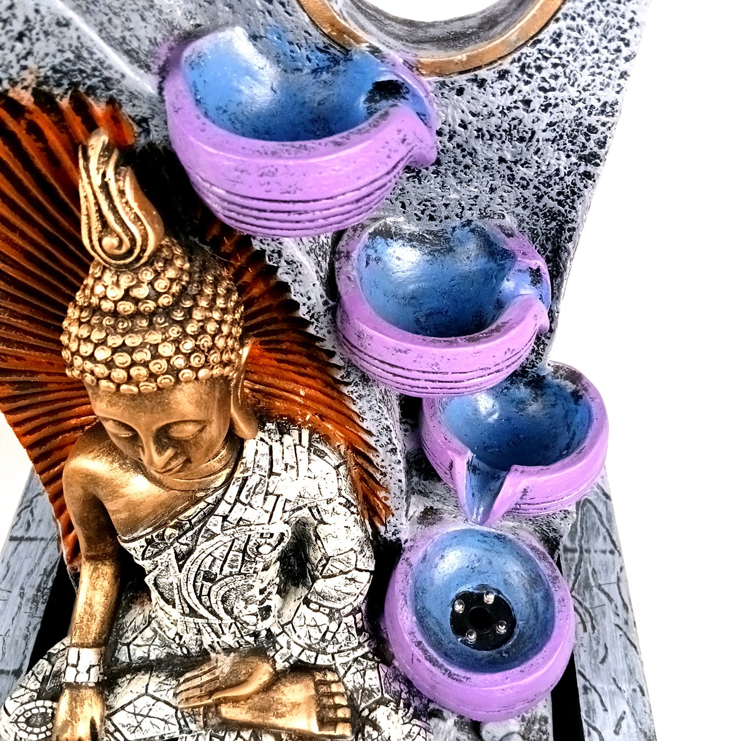 Table Top Water Fountain With Buddha Statue | Indoor Fountains - 4 Steps Waterfall  - For Vastu, Table, Office, Living Room, Home Decor & Gifts | Wedding & House Warming Gift - 22 Inch - Apkamart #Style_Design 1