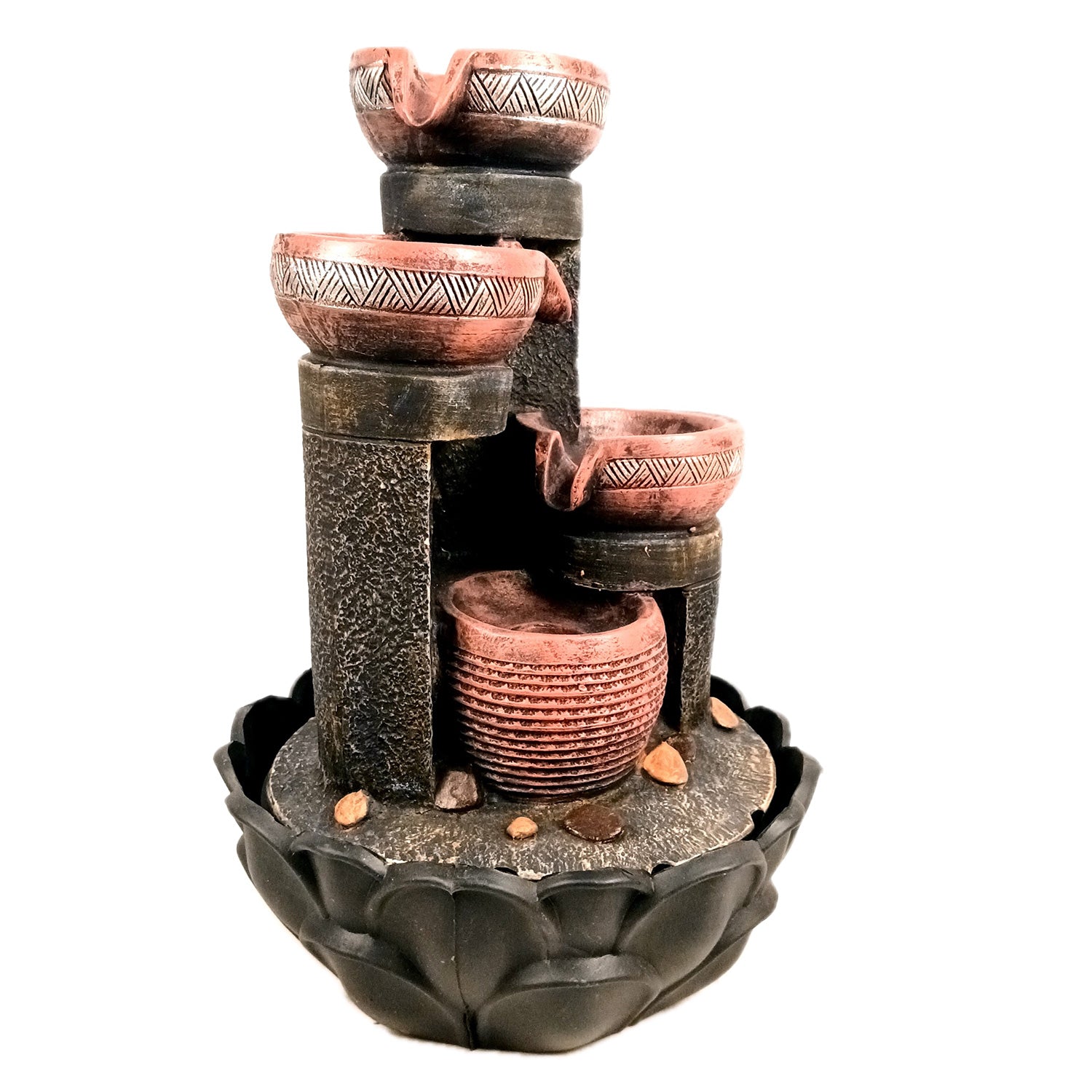 Table Top Water Fountain | Indoor Fountains with LED Lights Waterfall  - For Vastu, Table, Office, Living Room, Home Decor & Gifts | Wedding & House Warming Gift - 16 Inch - Apkamart #Style_Design 1
